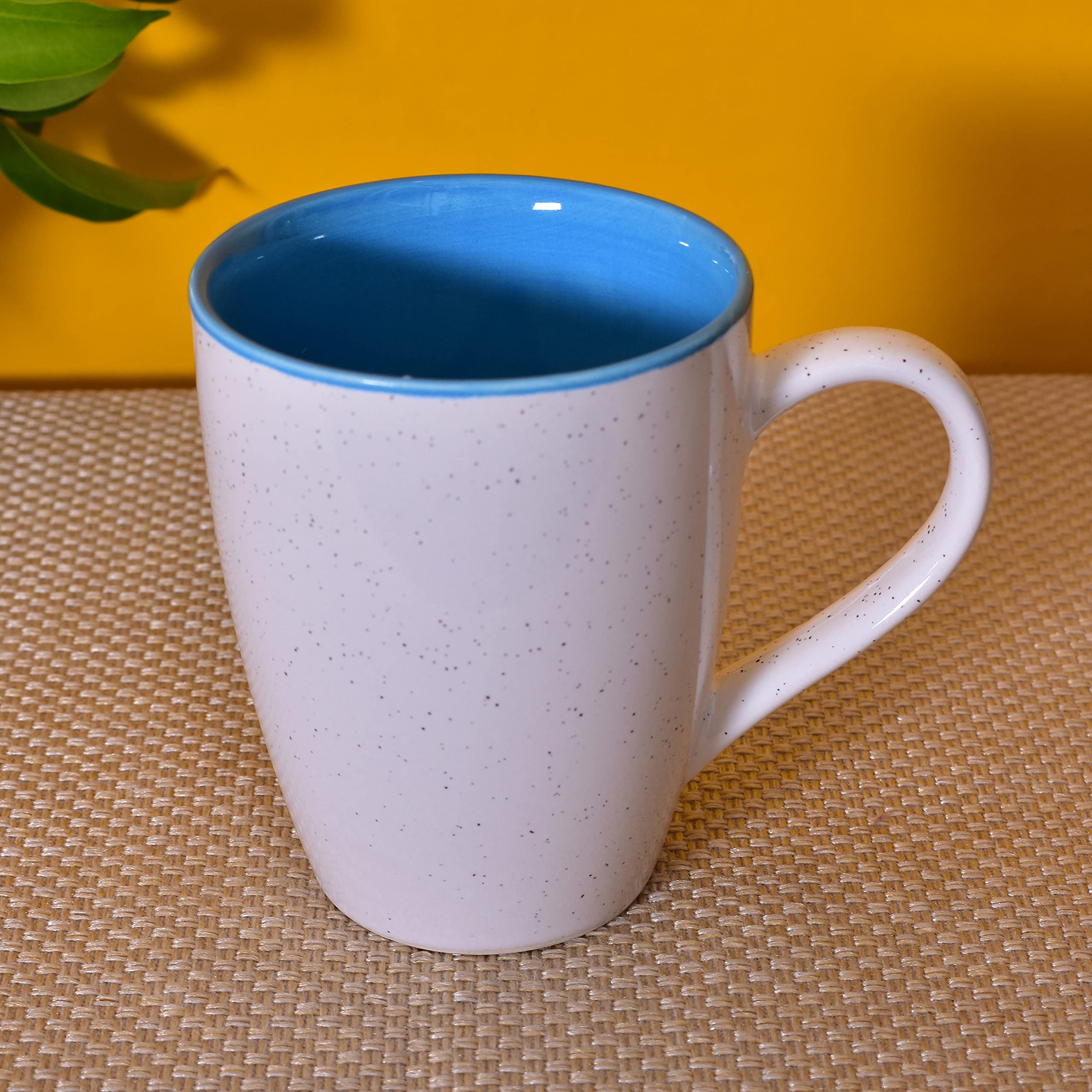 Kunhar Ceramic Milk Mug, Coffee Mug - 2 Pieces, White Blue, 350ml - Image 4