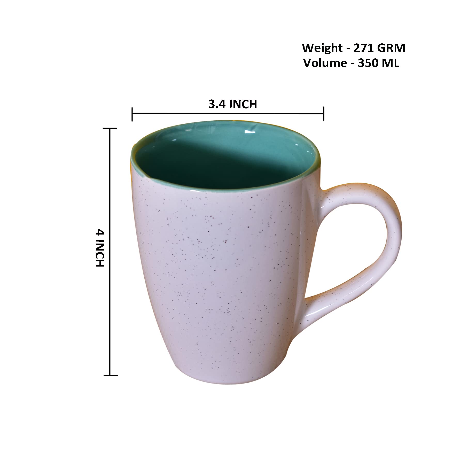 Kunhar Ceramic Milk Mug, Coffee Mug - 2 Pieces, White Hippie Blue, 350ml - Image 2