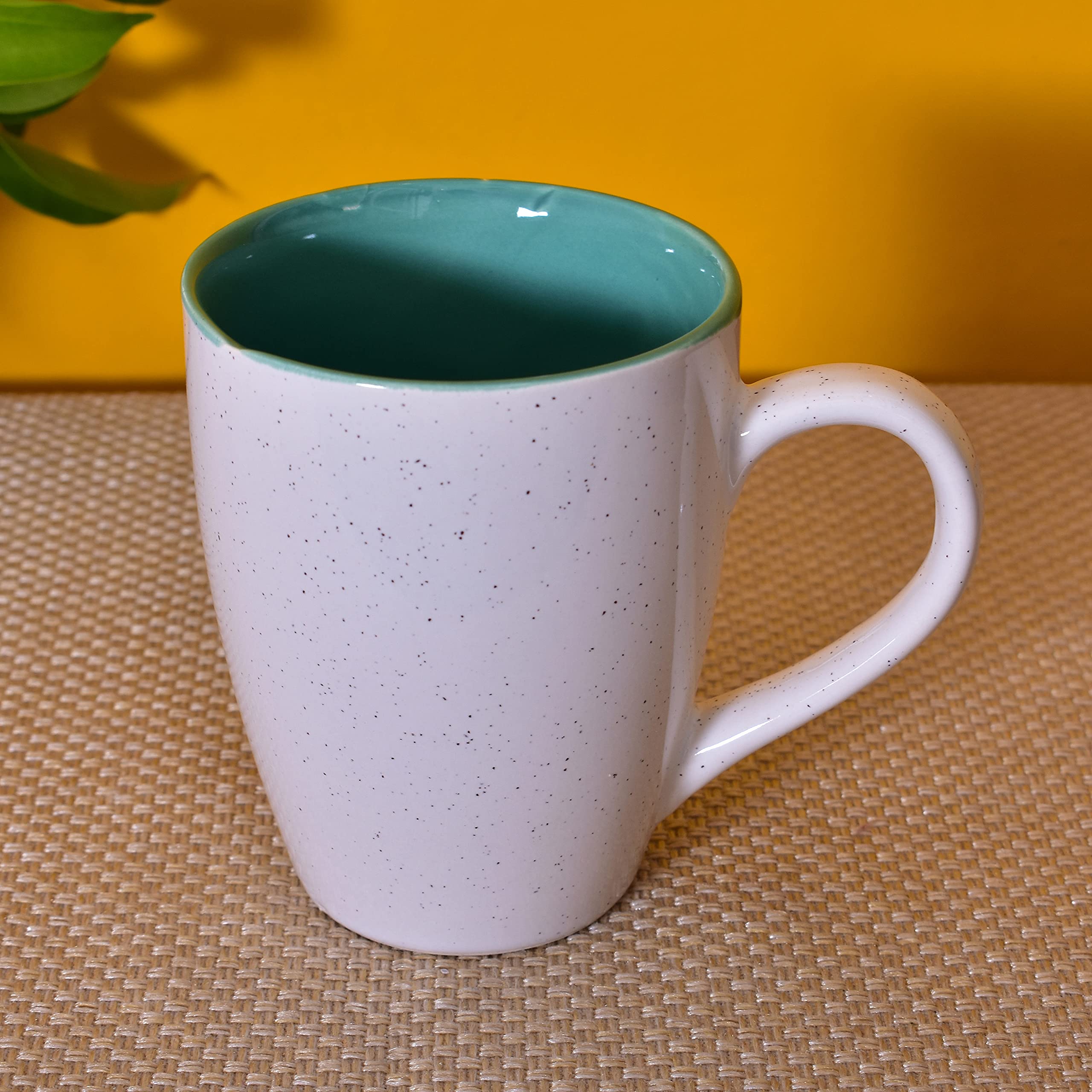 Kunhar Ceramic Milk Mug, Coffee Mug - 2 Pieces, White Hippie Blue, 350ml - Image 4