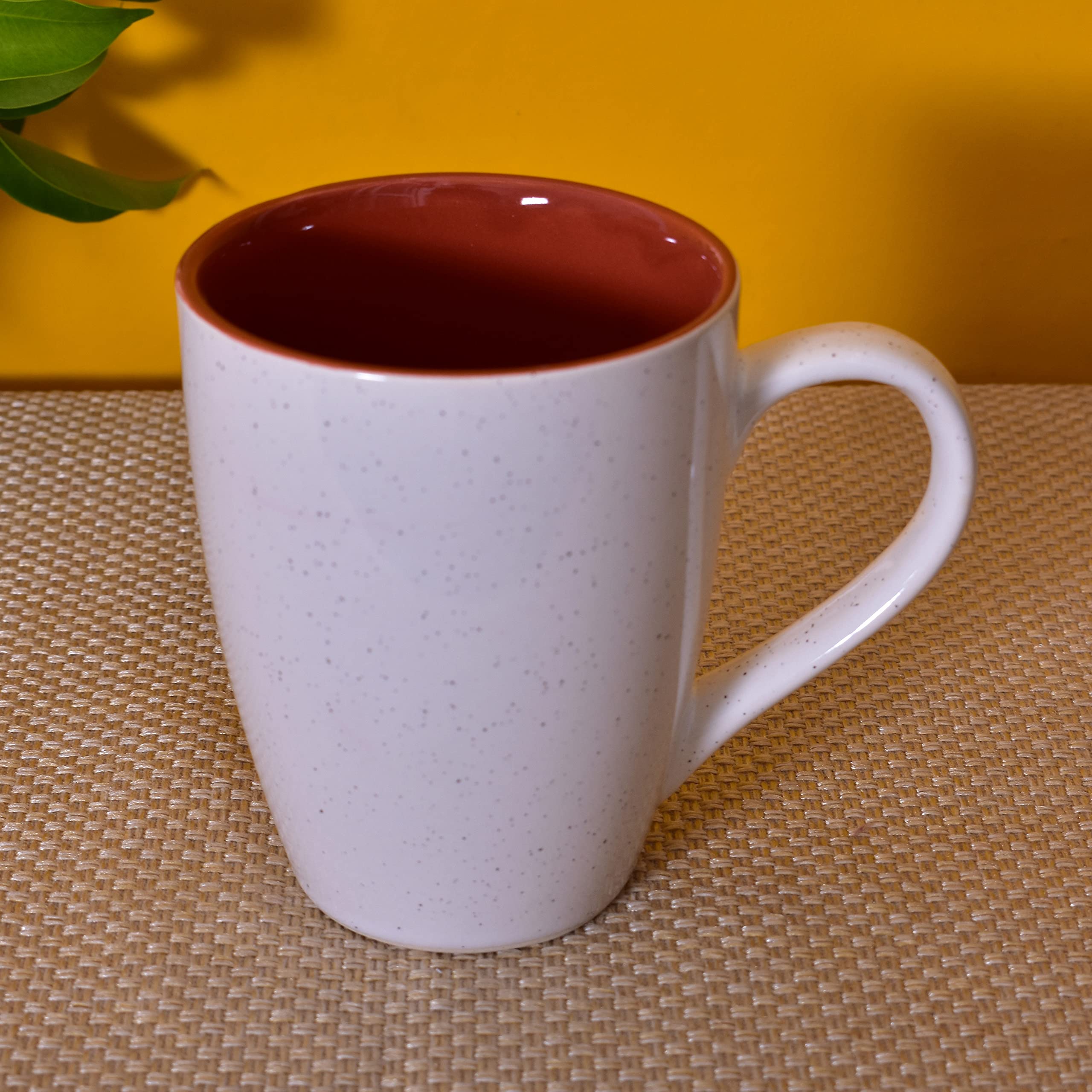 Kunhar Ceramic Milk Mug, Coffee Mug - 2 Pieces, White Falu Red, 350ml - Image 4