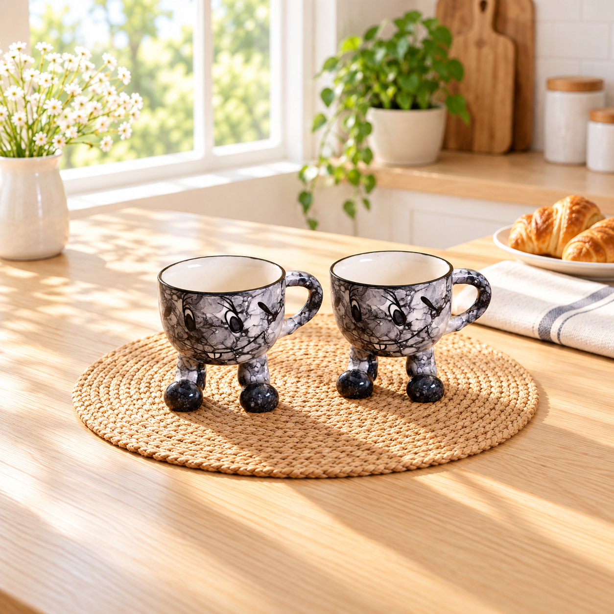Kunhar Ceramic Milk Mug, Coffee Mug - 2 Pieces, Black Luster, 200ml