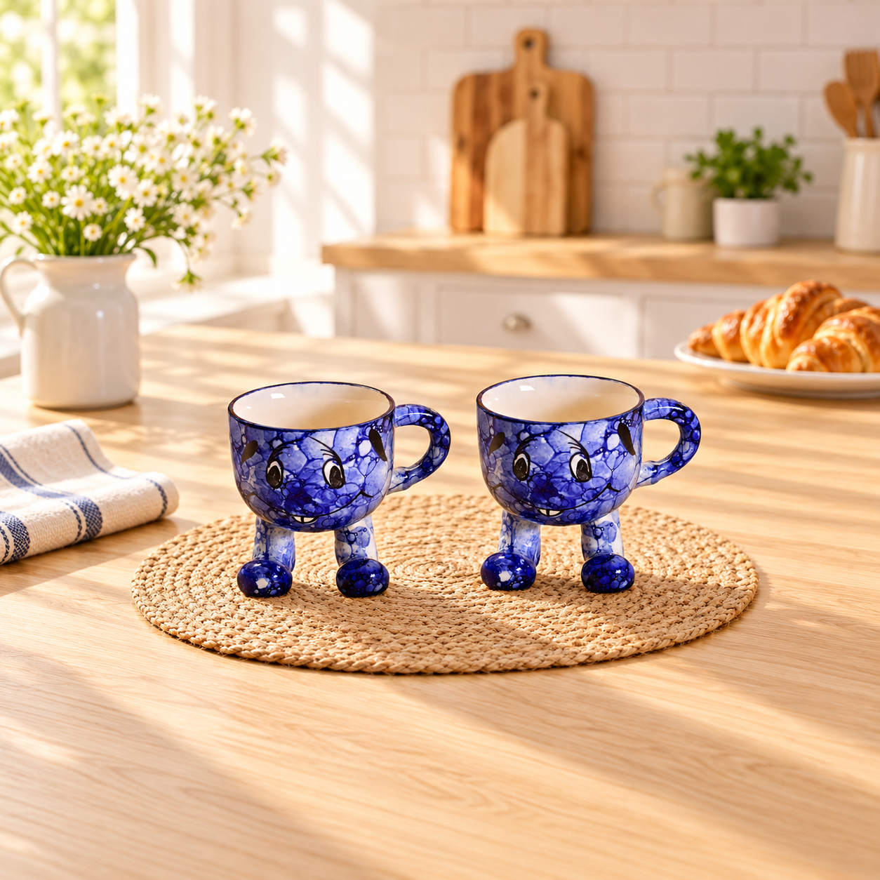 Kunhar Ceramic Milk Mug, Coffee Mug - 2 Pieces, Blue Luster, 200ml