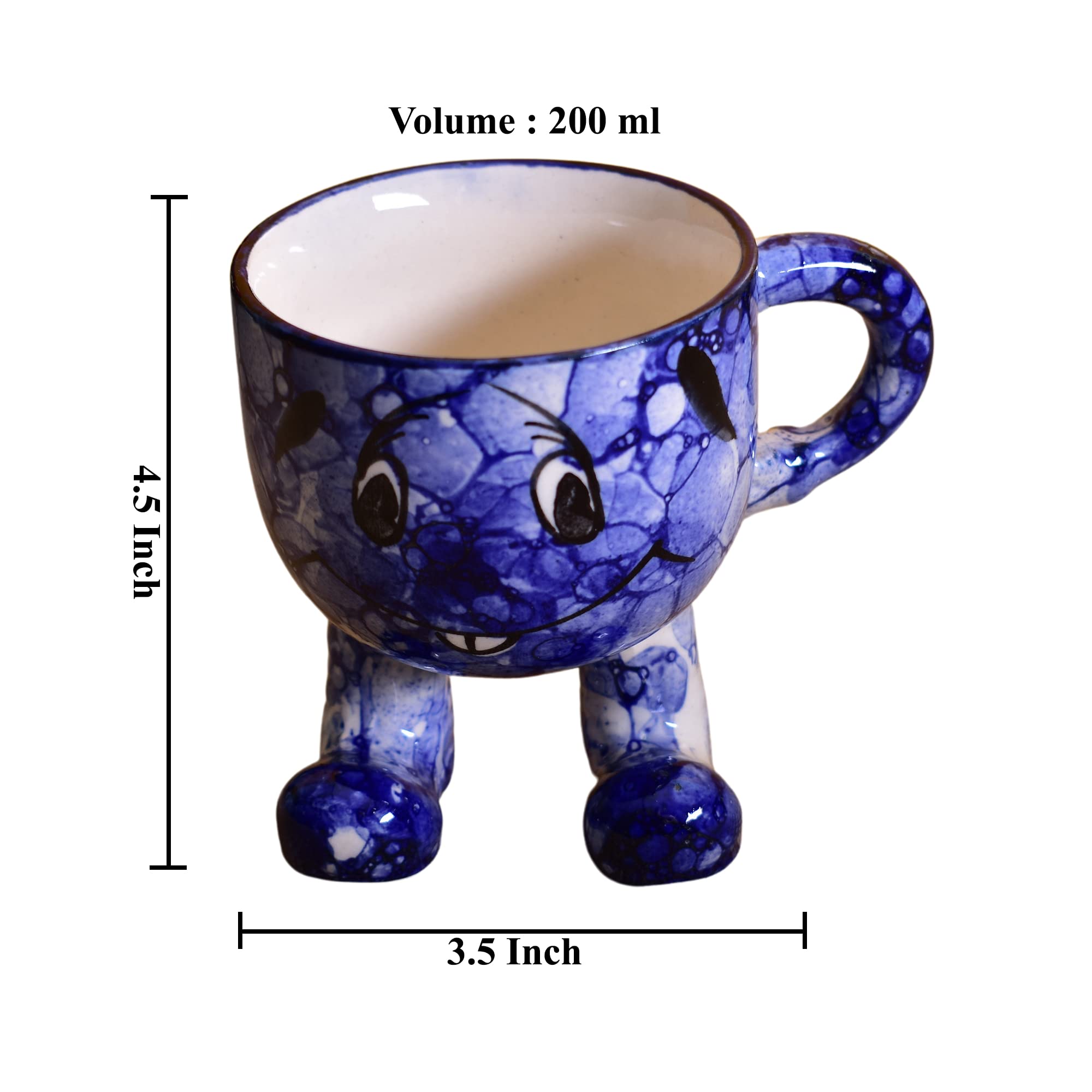 Kunhar Ceramic Milk Mug, Coffee Mug - 1 Piece, Blue Luster, 200ml - Image 4