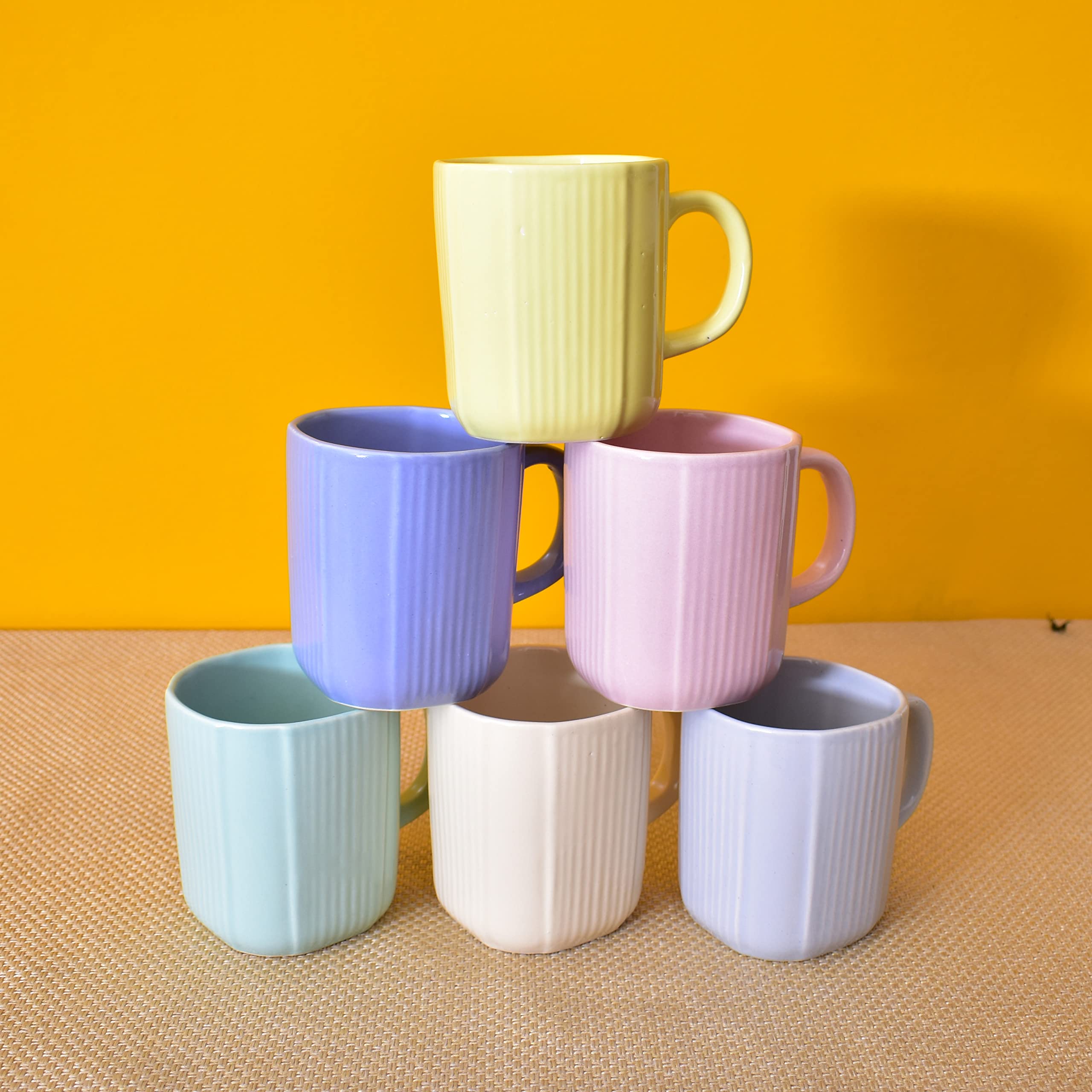 Kunhar Ceramic Coffee Mug - 6 Pieces, Multicolor, 300ml - Image 5