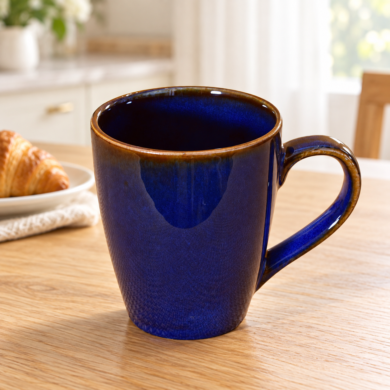 Kunhar Ceramic Milk Mugs, Coffee Mugs - 1 Piece, Blue, 350ml