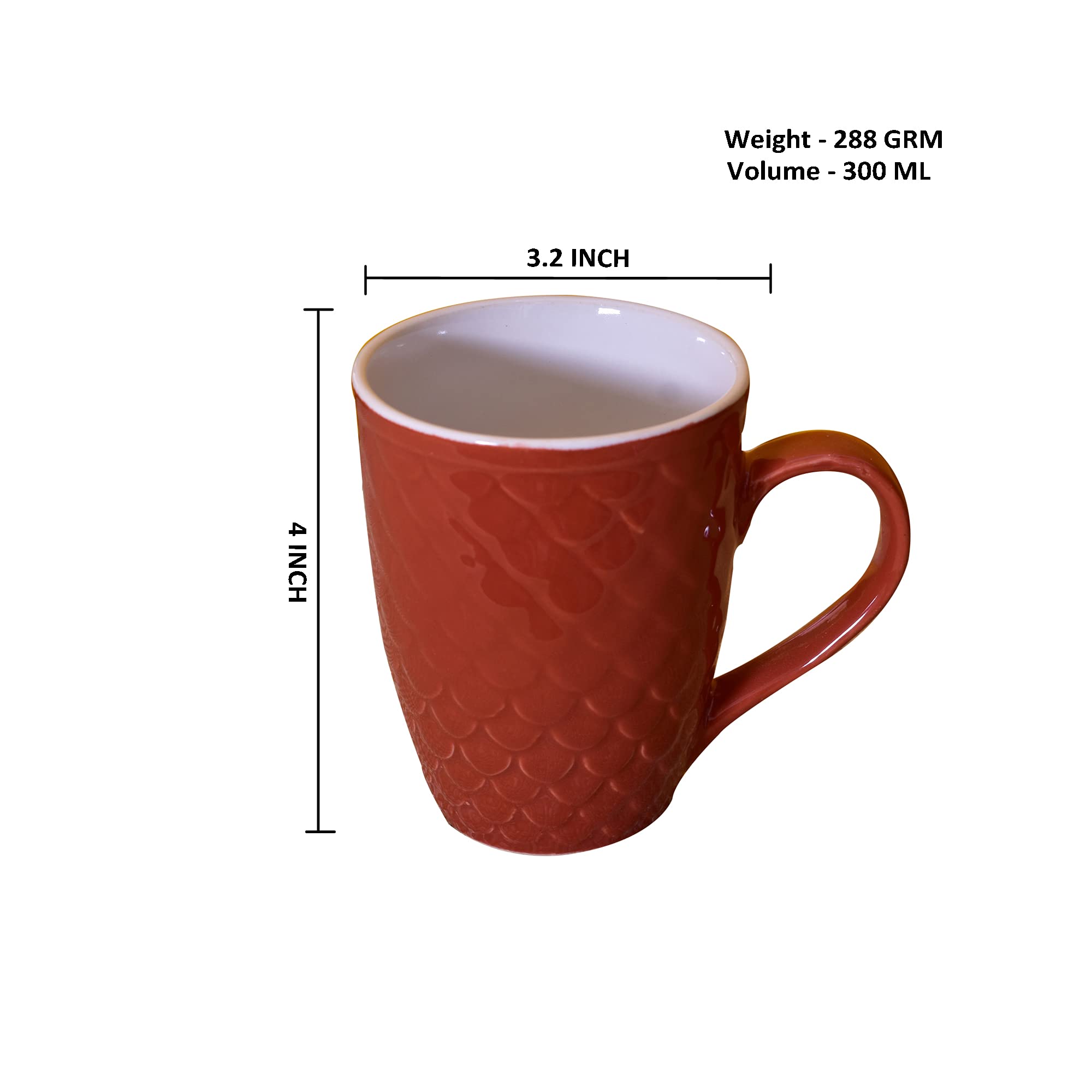 Kunhar Ceramic Milk Mugs, Coffee Mugs - 6 Pieces, Multicolor, 300ml - Image 3