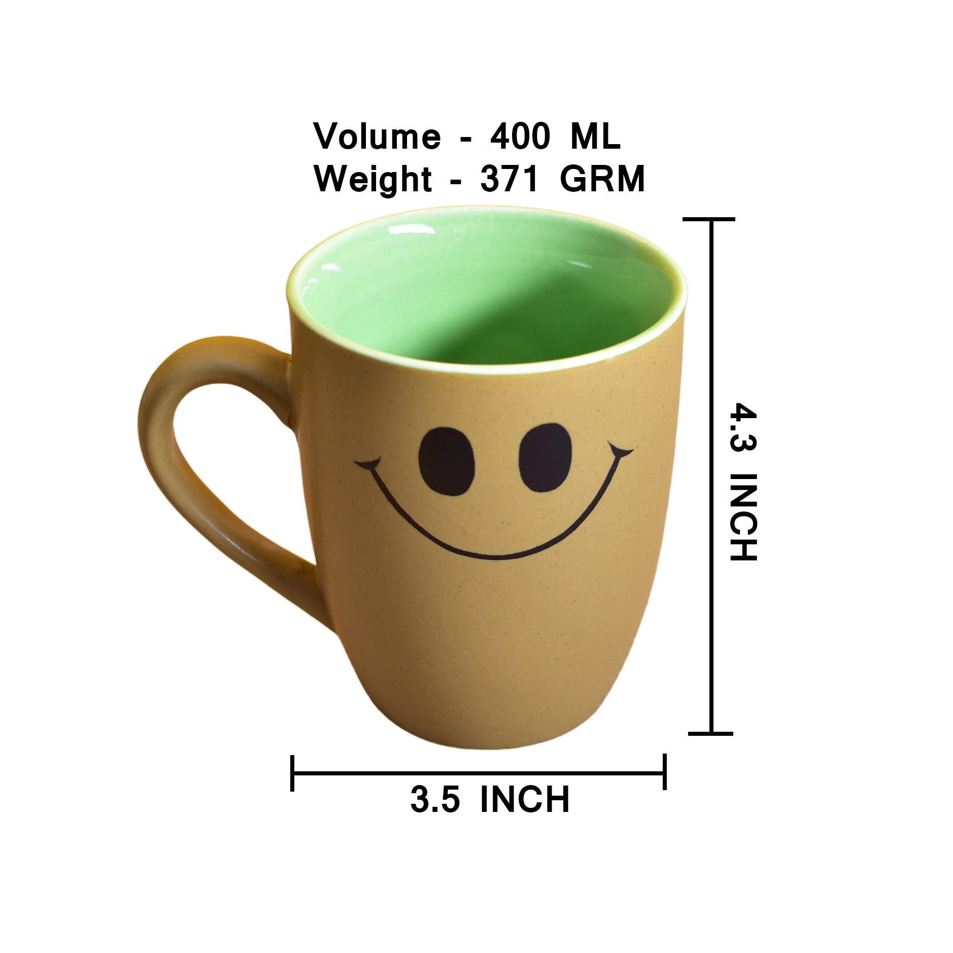 Kunhar Ceramic Milk Mug, Coffee Mug - 4 Pieces, Muddy Waters, 400 ml - Image 2