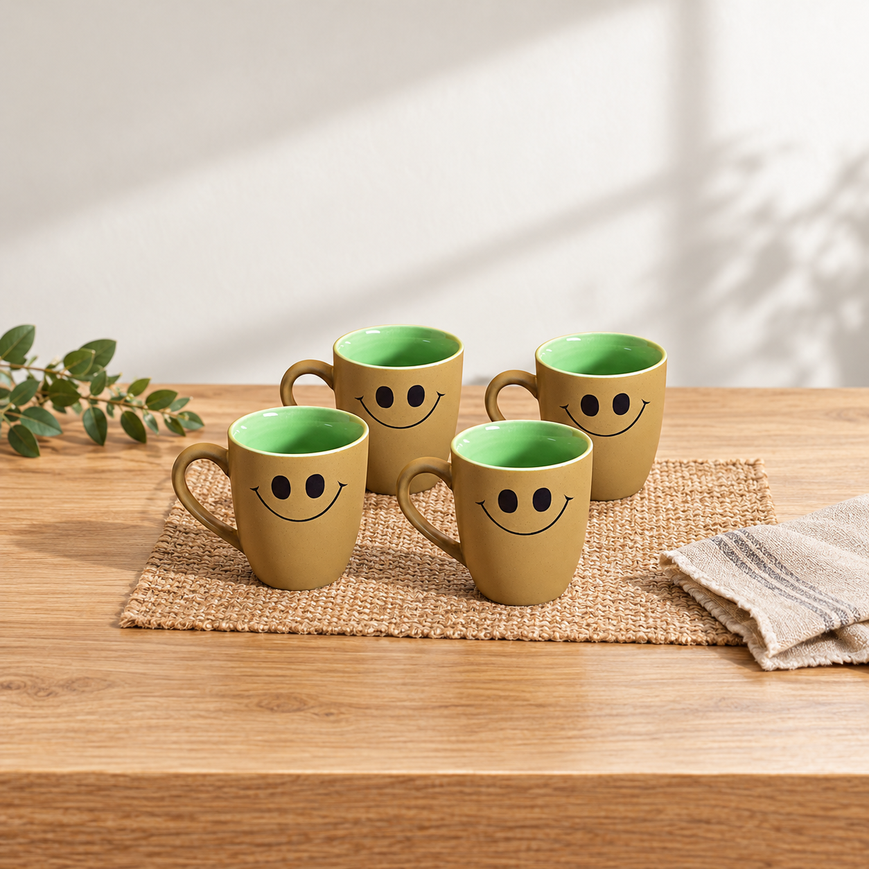 Kunhar Ceramic Milk Mug, Coffee Mug - 4 Pieces, Muddy Waters, 400 ml