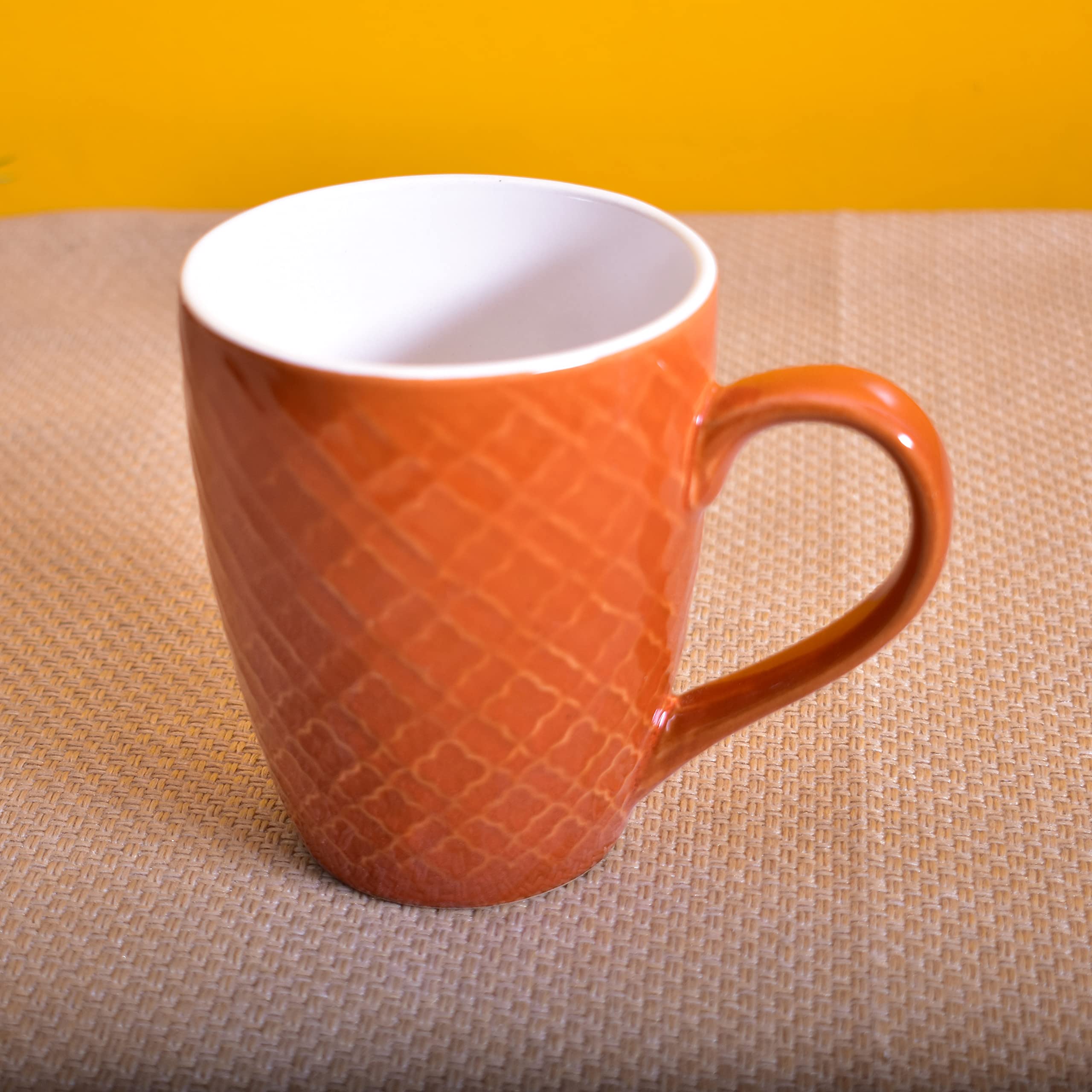 Kunhar Ceramic Milk Mug, Coffee Mug - 4 Pieces, Halloween Orange, 350ml - Image 3