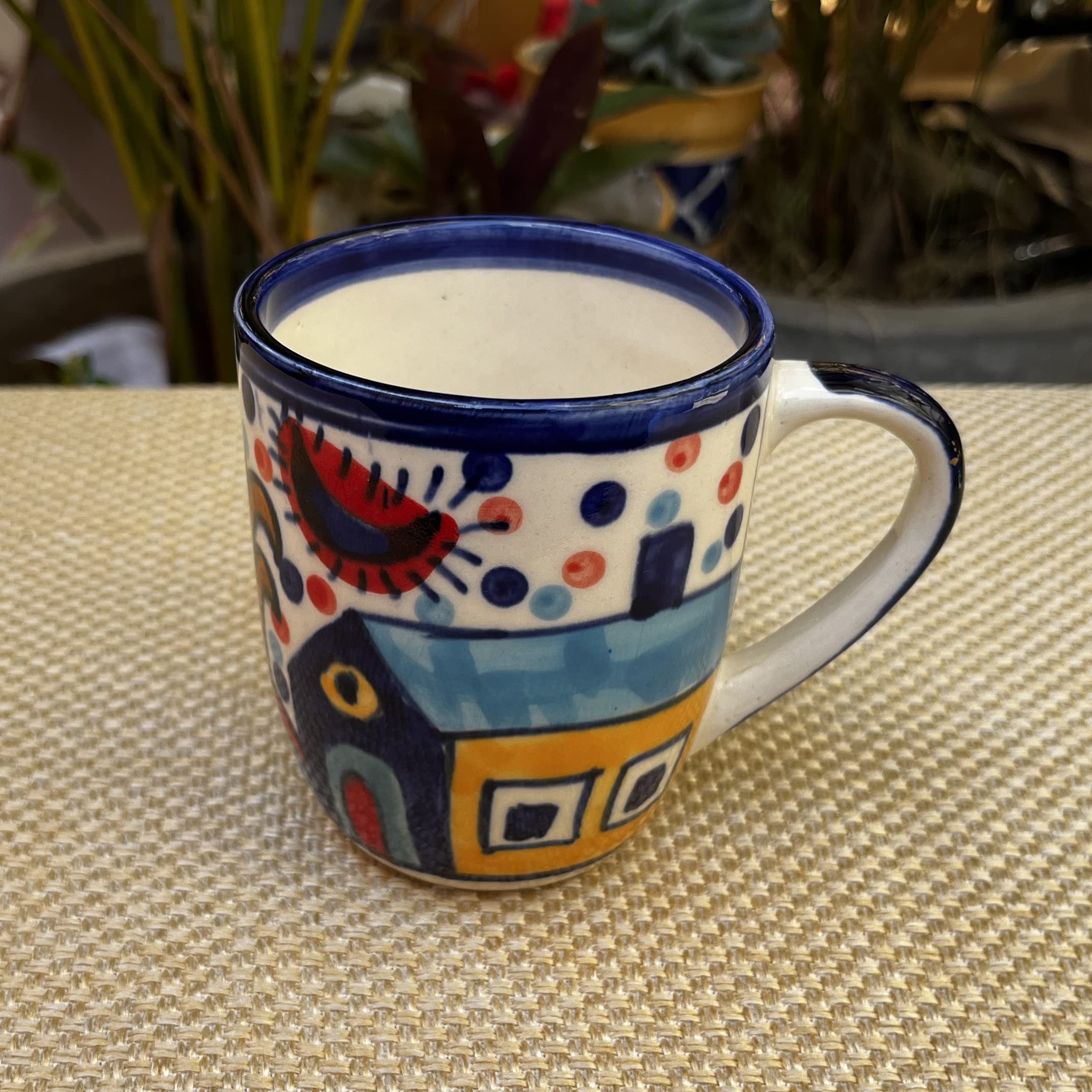 Kunhar Ceramic Hut Painting Coffee Mugs, Milk Mug - 220 Ml, 4 Pieces, Multicolor - Image 5