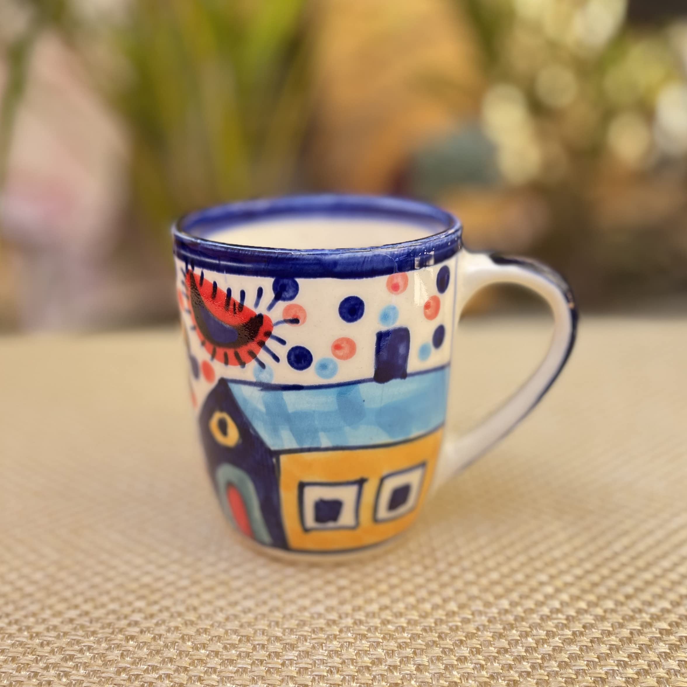 Kunhar Ceramic Hut Painting Coffee Mugs, Milk Mug - 220 Ml, 4 Pieces, Multicolor - Image 7