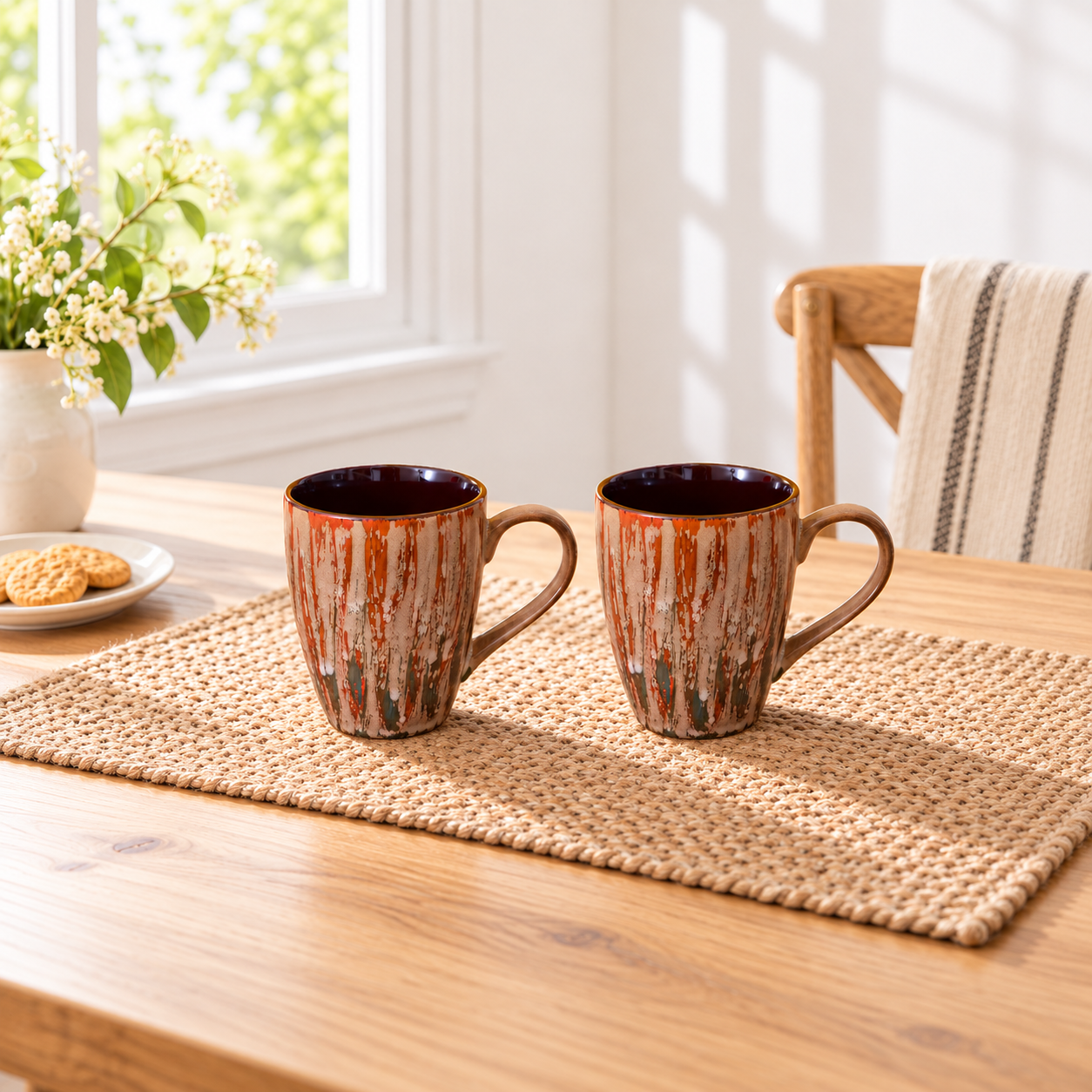 Kunhar Ceramic Coffee Mug - 2 Pieces, French Beige, 300ml