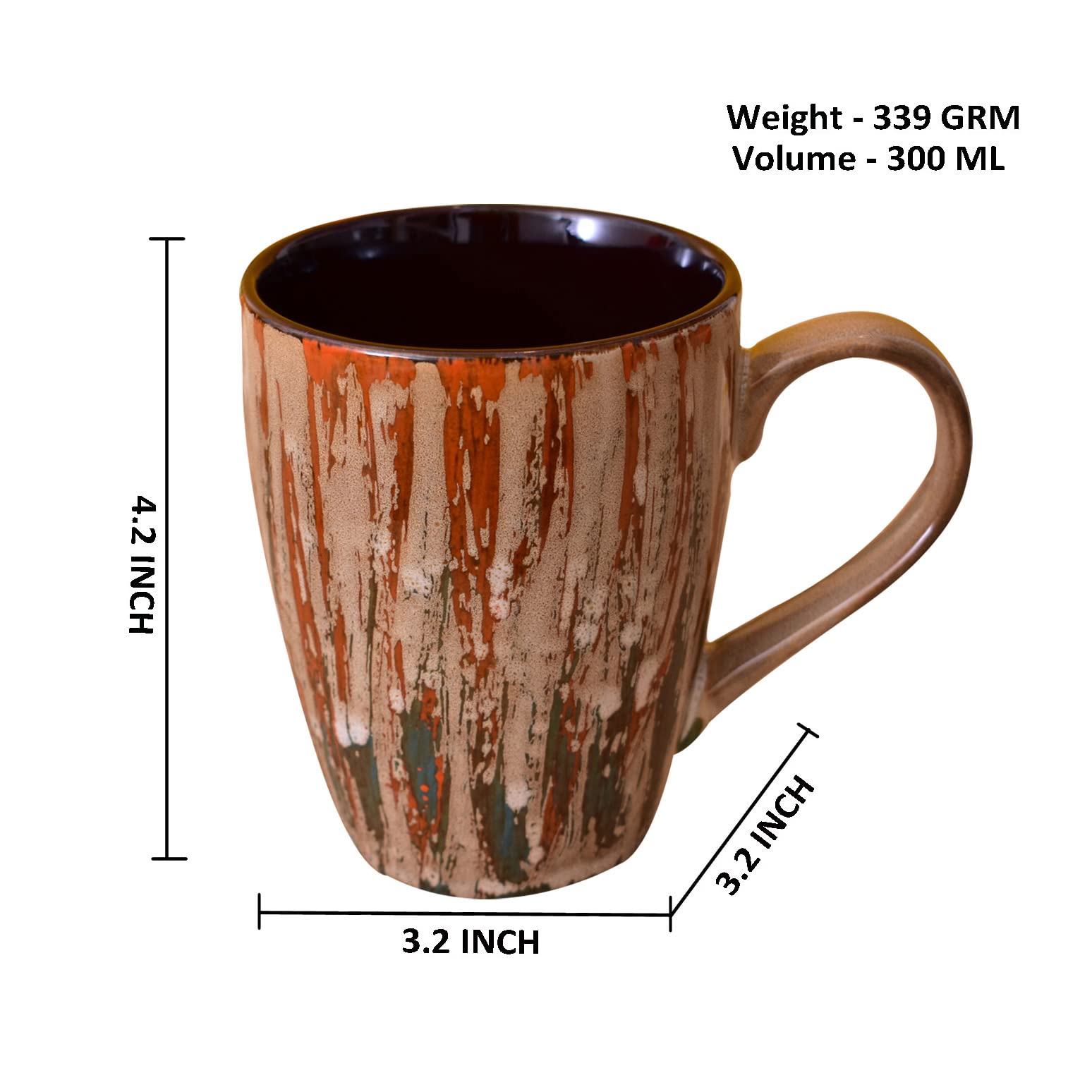 Kunhar Ceramic Coffee Mug - 4 Pieces, French Beige, 300ml - Image 2