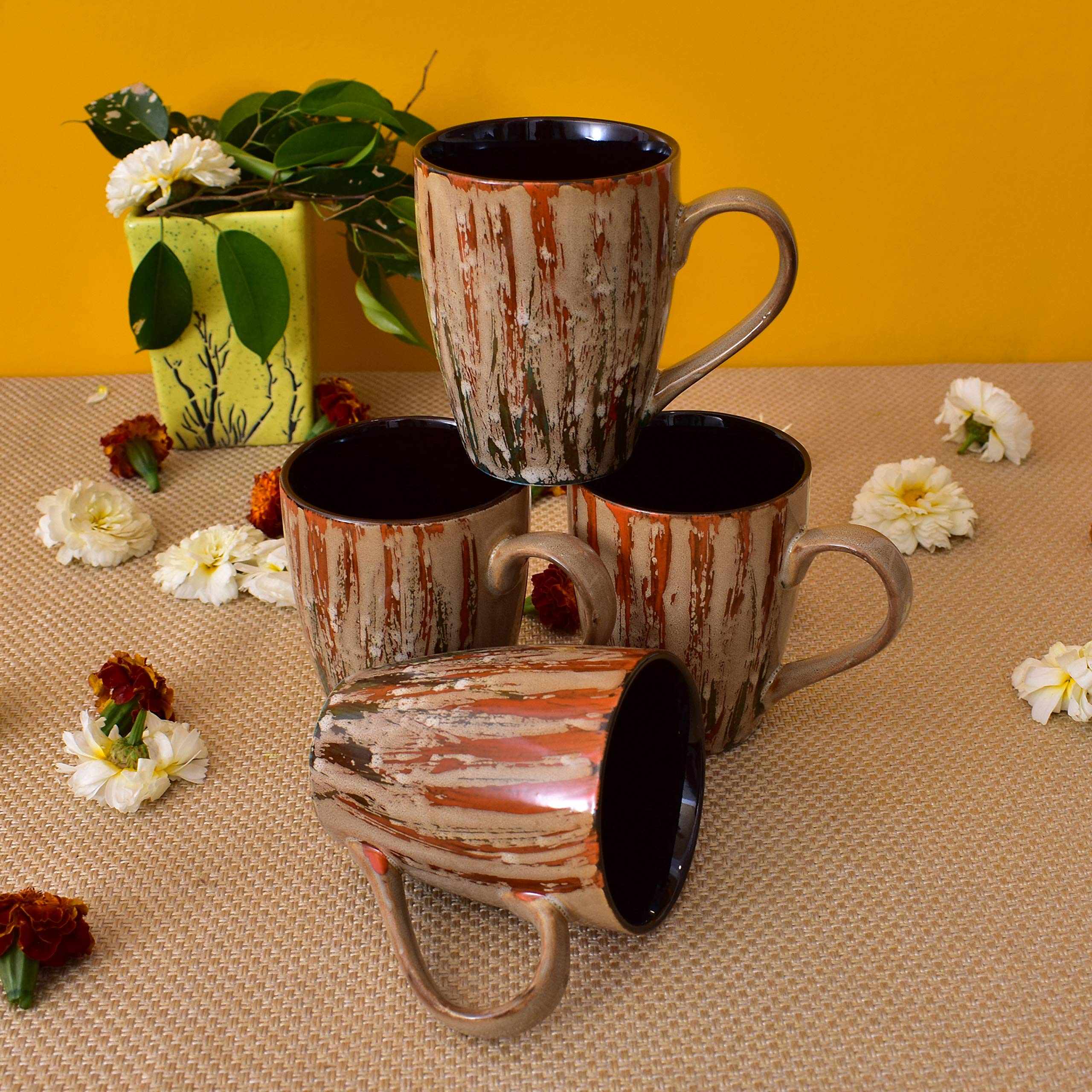 Kunhar Ceramic Coffee Mug - 4 Pieces, French Beige, 300ml - Image 3