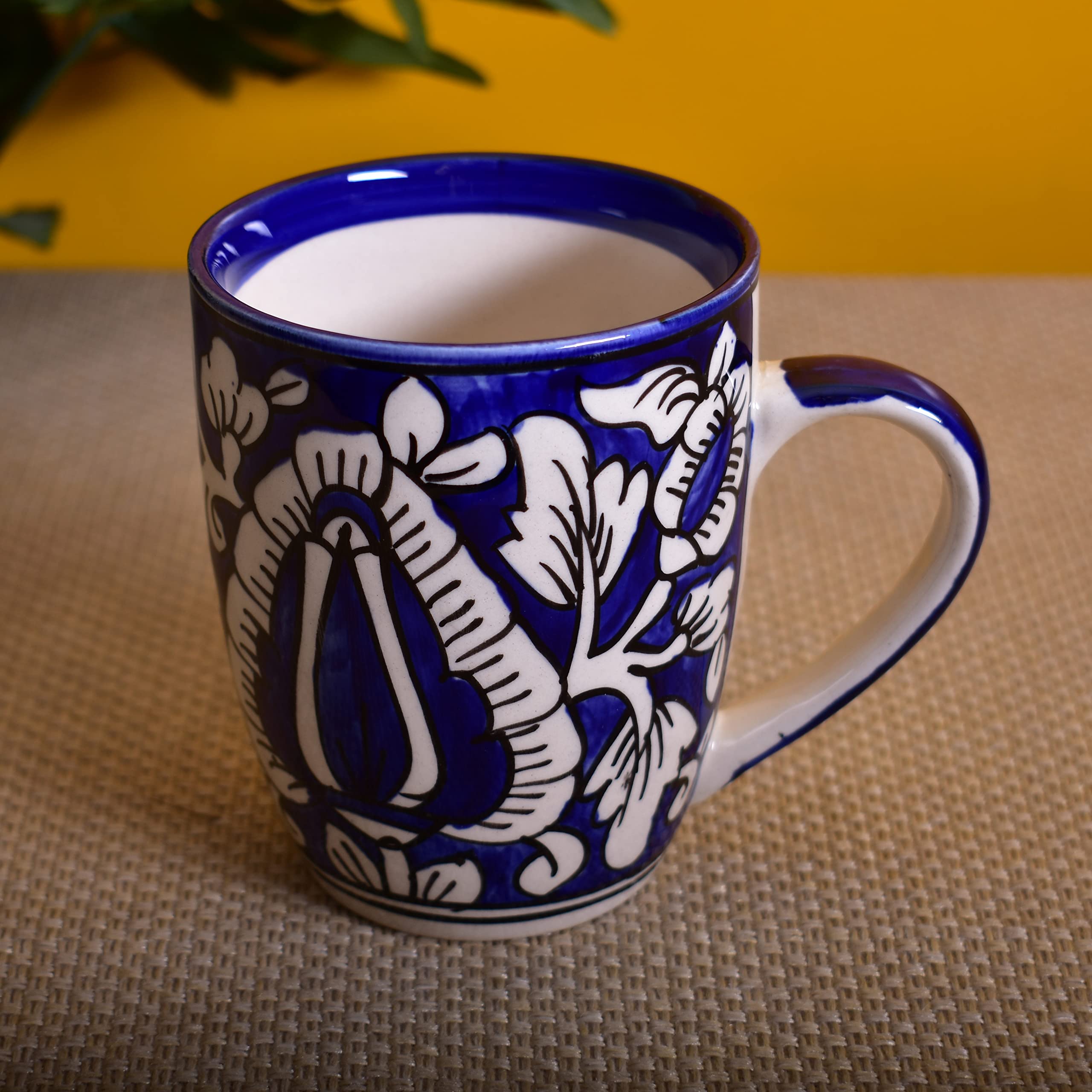 Kunhar Ceramic Milk Mug, Coffee Mug, Mughal Painting Mug - 1 Piece, Blue, 400 ml - Image 3