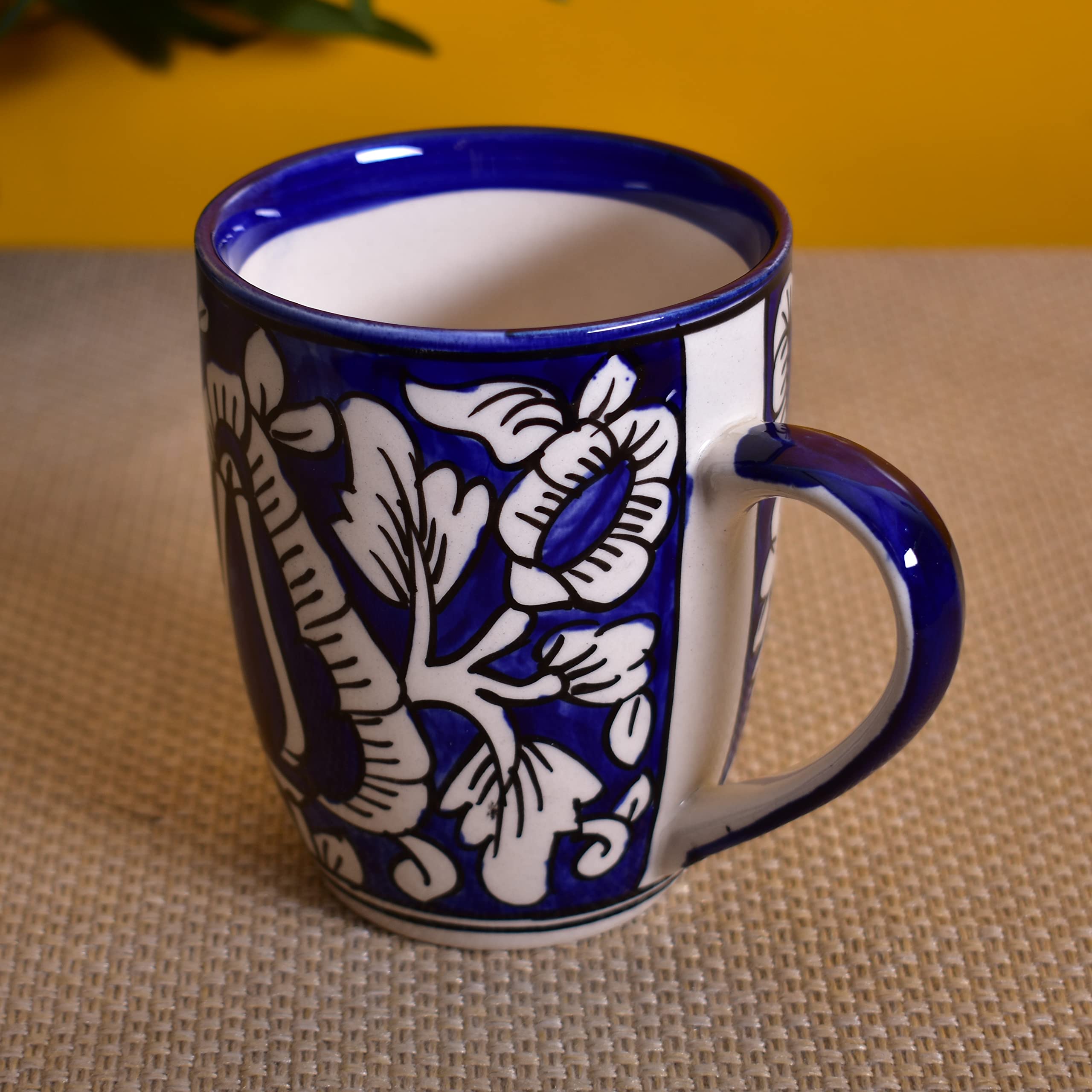 Kunhar Ceramic Milk Mug, Coffee Mug, Mughal Painting Mug - 1 Piece, Blue, 400 ml - Image 4