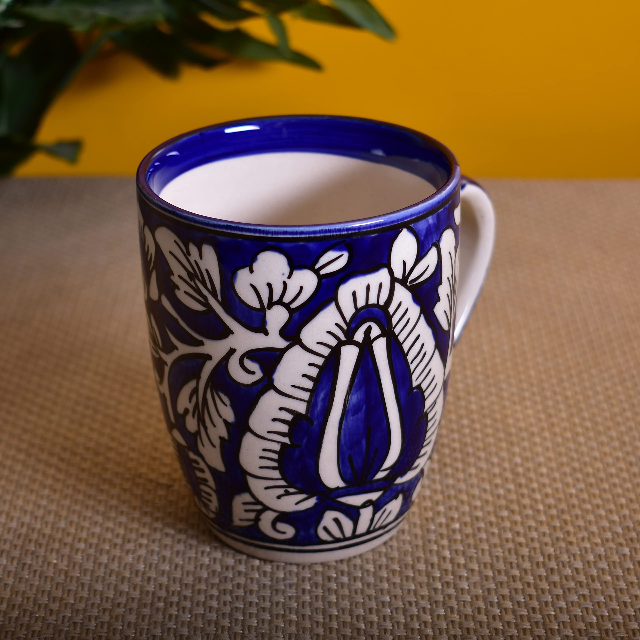 Kunhar Ceramic Milk Mug, Coffee Mug, Mughal Painting Mug - 1 Piece, Blue, 400 ml - Image 5