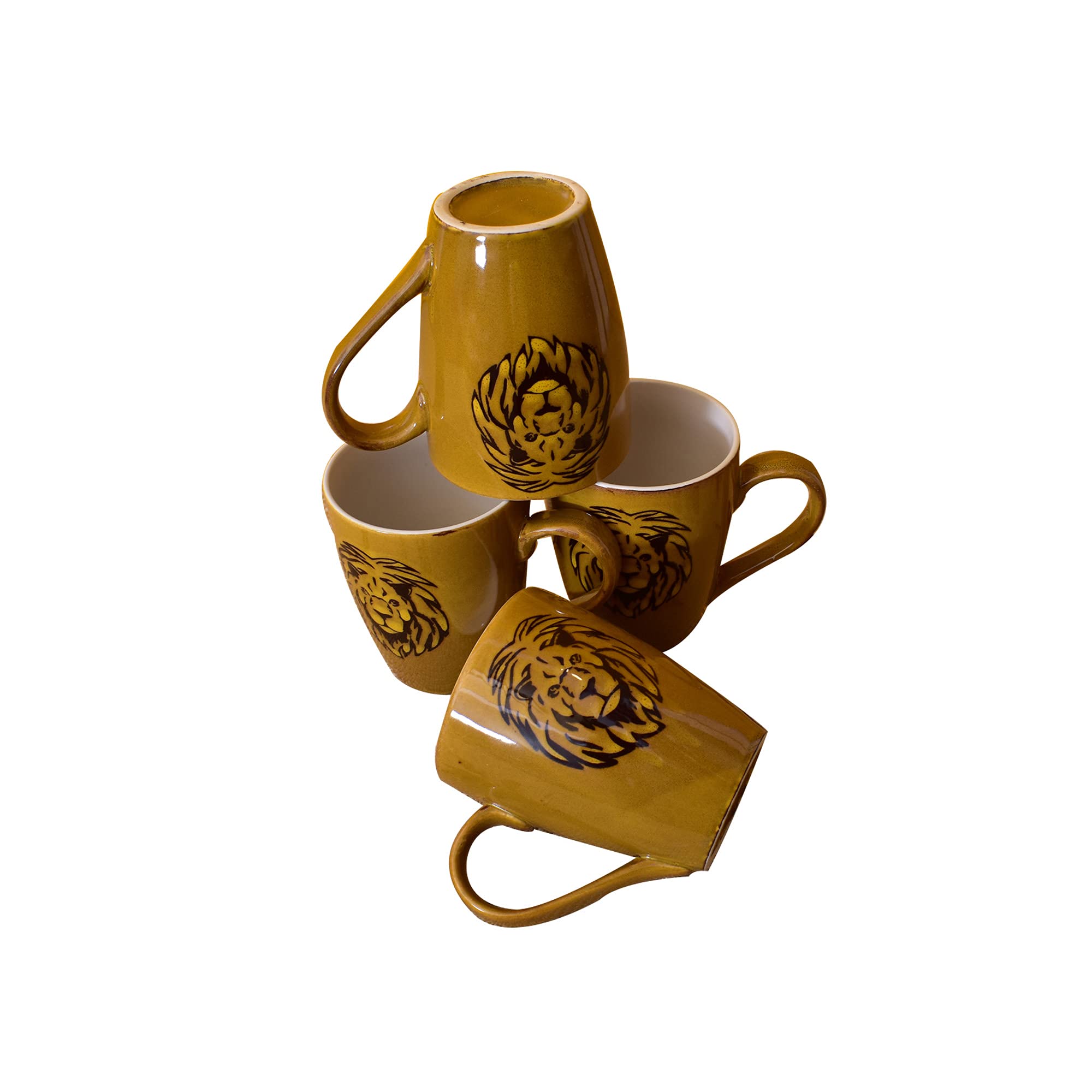 Kunhar Ceramic Coffee Mugs - 4 Pieces, Matallic Gold, 300ml - Image 2