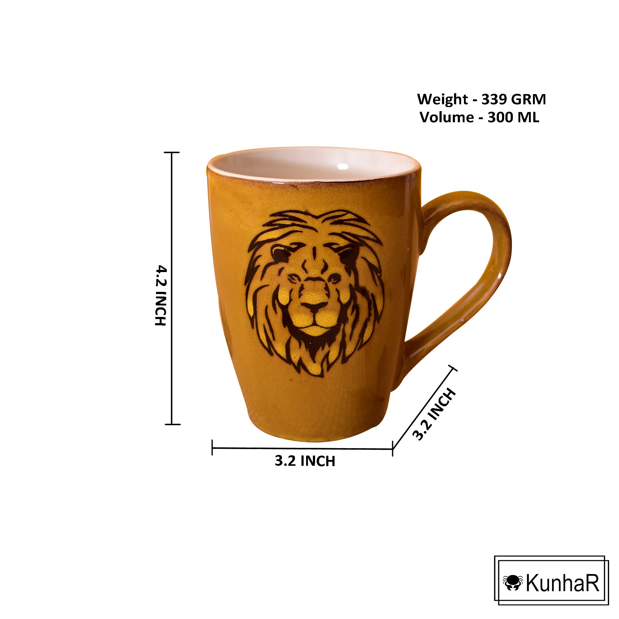 Kunhar Ceramic Coffee Mugs - 4 Pieces, Matallic Gold, 300ml - Image 3