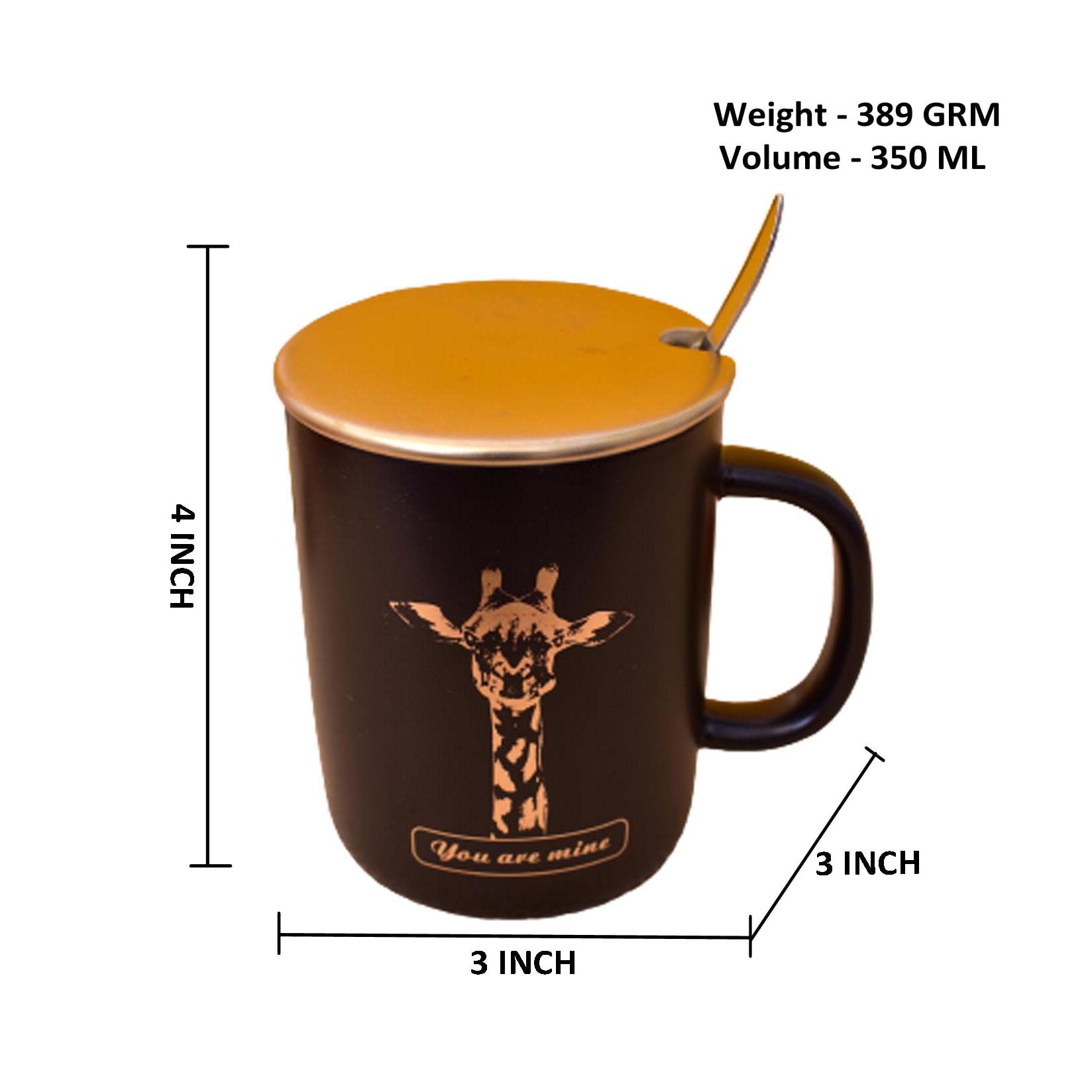 Kunhar Ceramic Coffee Mug, Milk Mug with Spoon - 350 ML - Image 2
