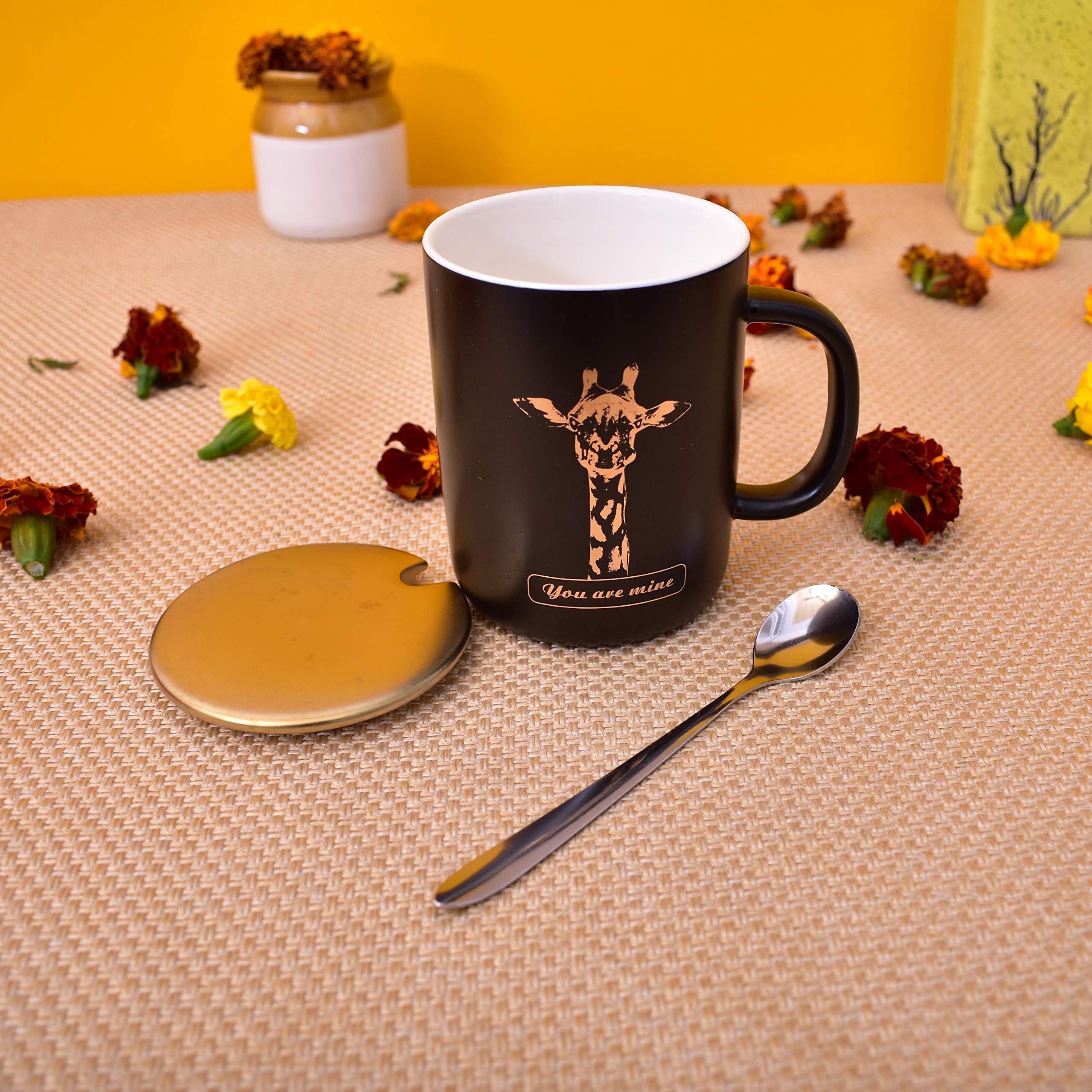Kunhar Ceramic Coffee Mug, Milk Mug with Spoon - 350 ML - Image 4