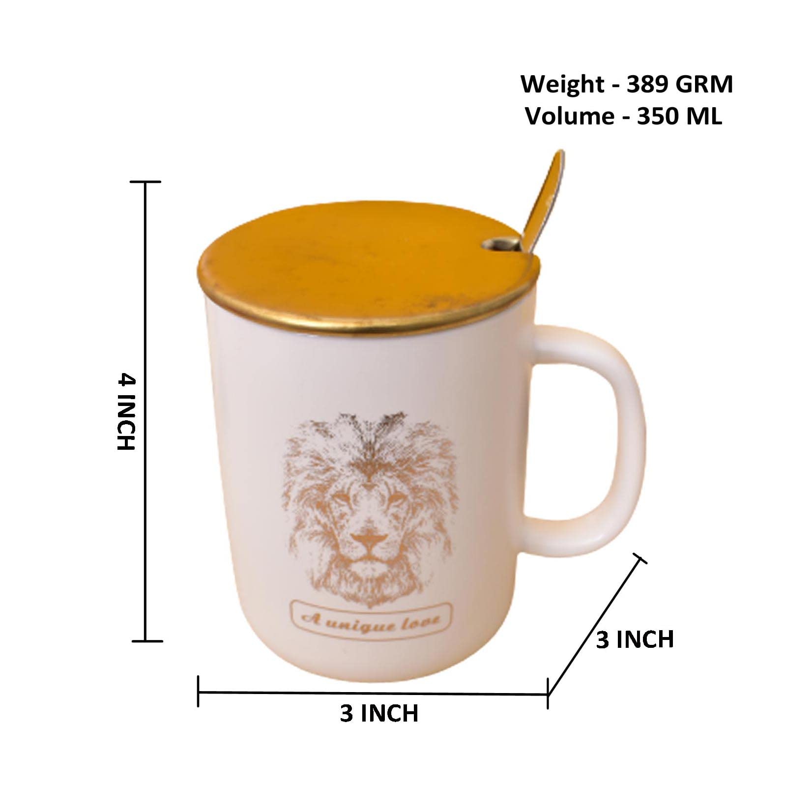 Kunhar Ceramic Coffee Mug, Milk Mug with Spoon - 350 ML - Image 2