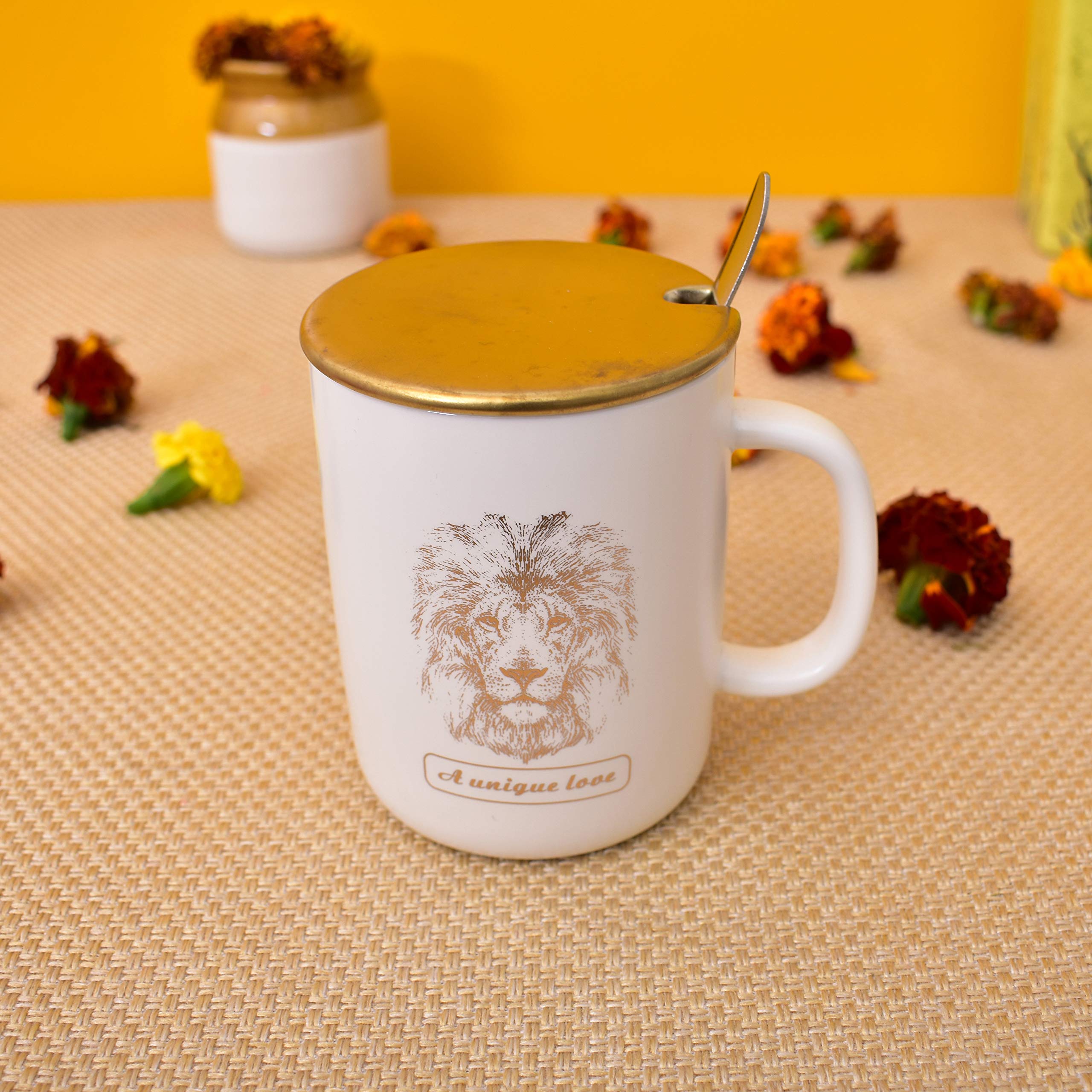 Kunhar Ceramic Coffee Mug, Milk Mug with Spoon - 350 ML - Image 3