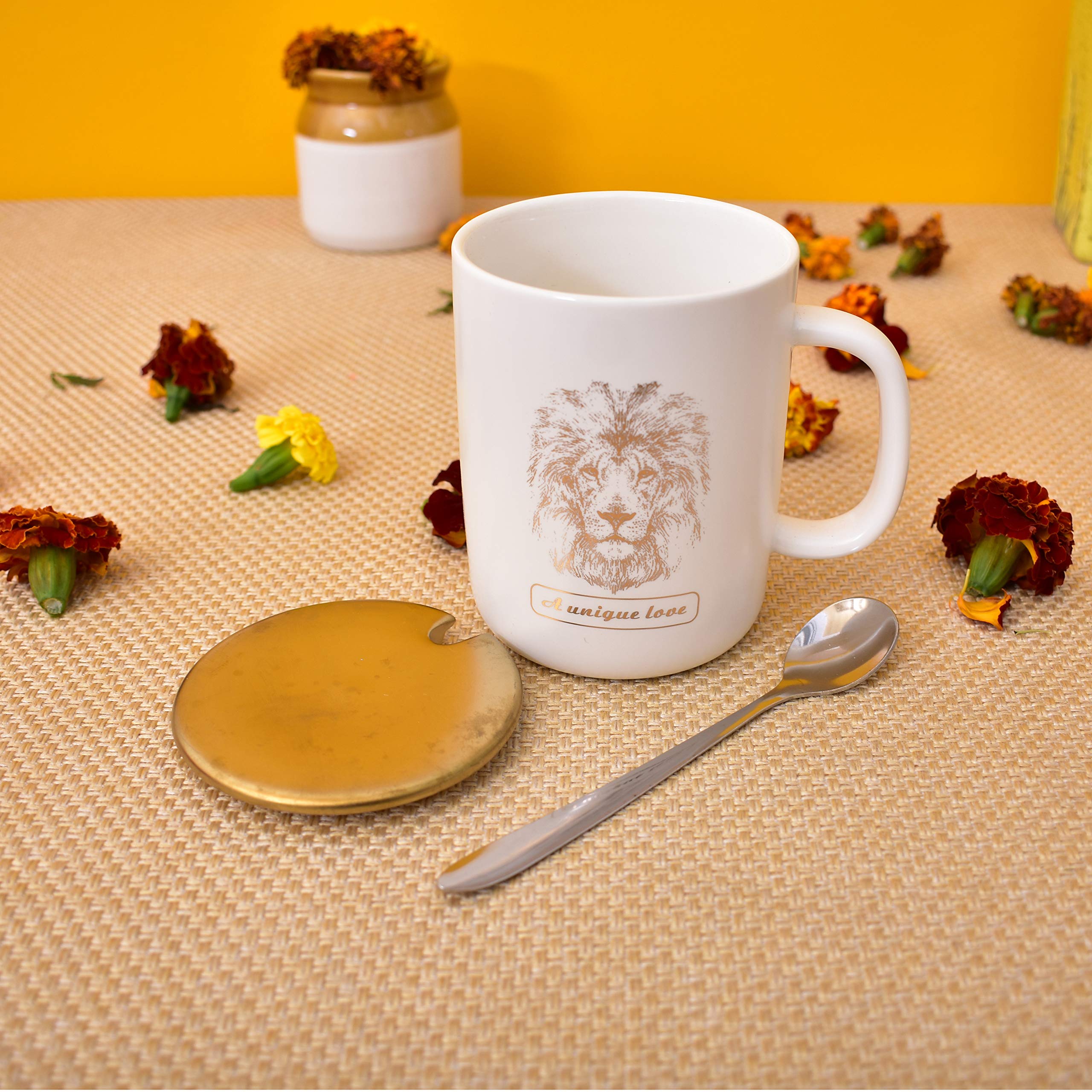 Kunhar Ceramic Coffee Mug, Milk Mug with Spoon - 350 ML - Image 4