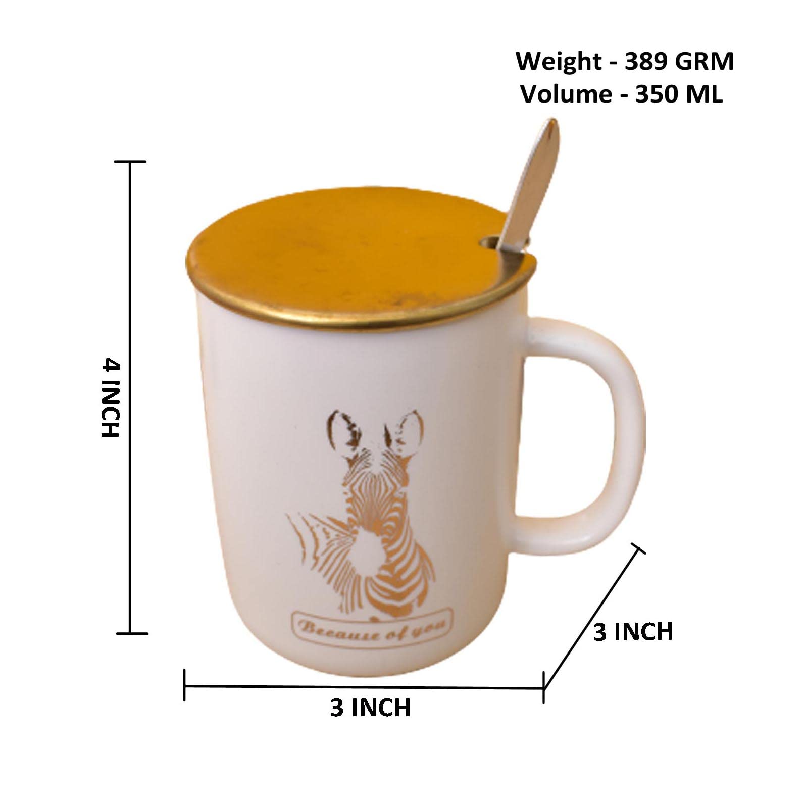 Kunhar Ceramic Coffee Mug, Milk Mug with Spoon - 350 ML - Image 2