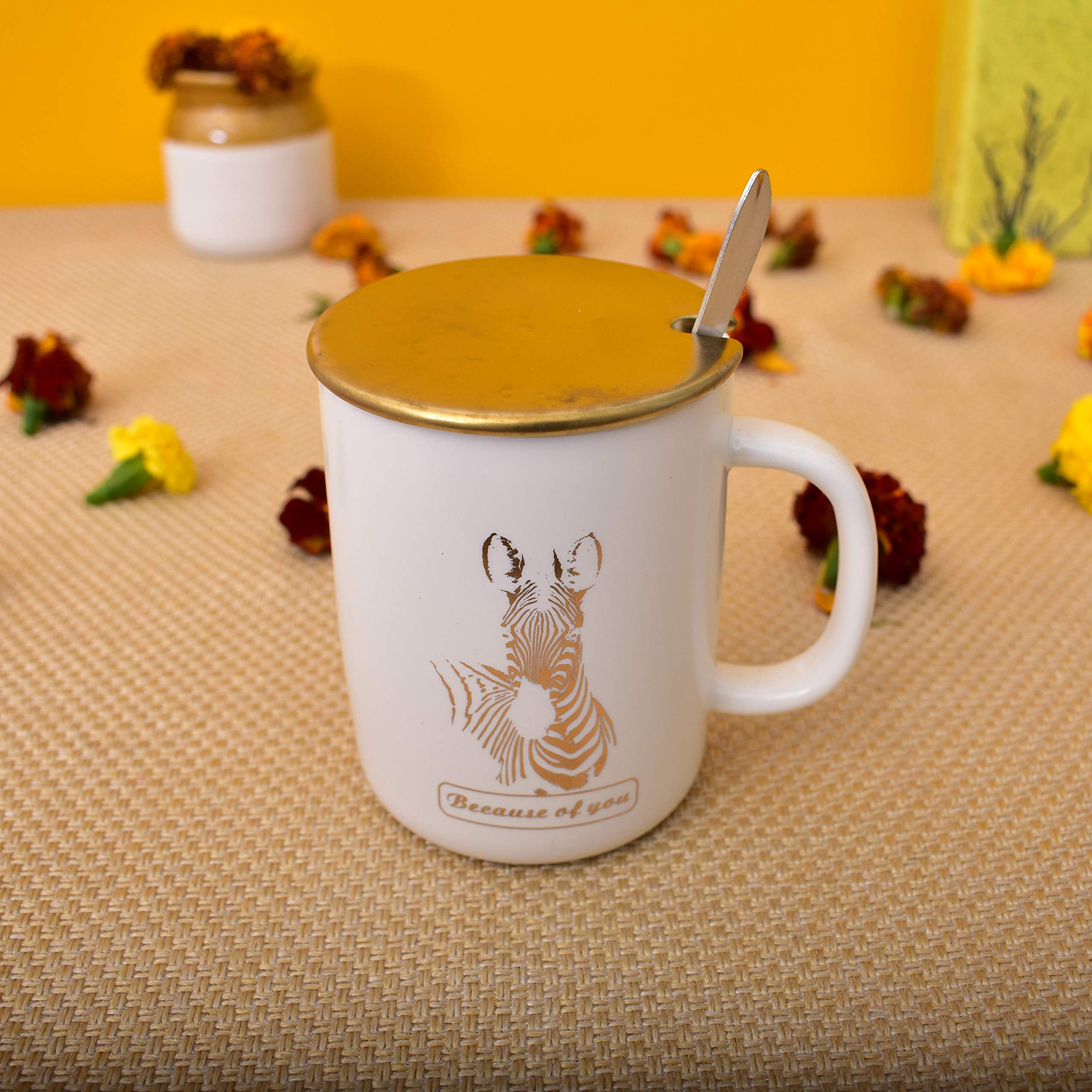 Kunhar Ceramic Coffee Mug, Milk Mug with Spoon - 350 ML - Image 3