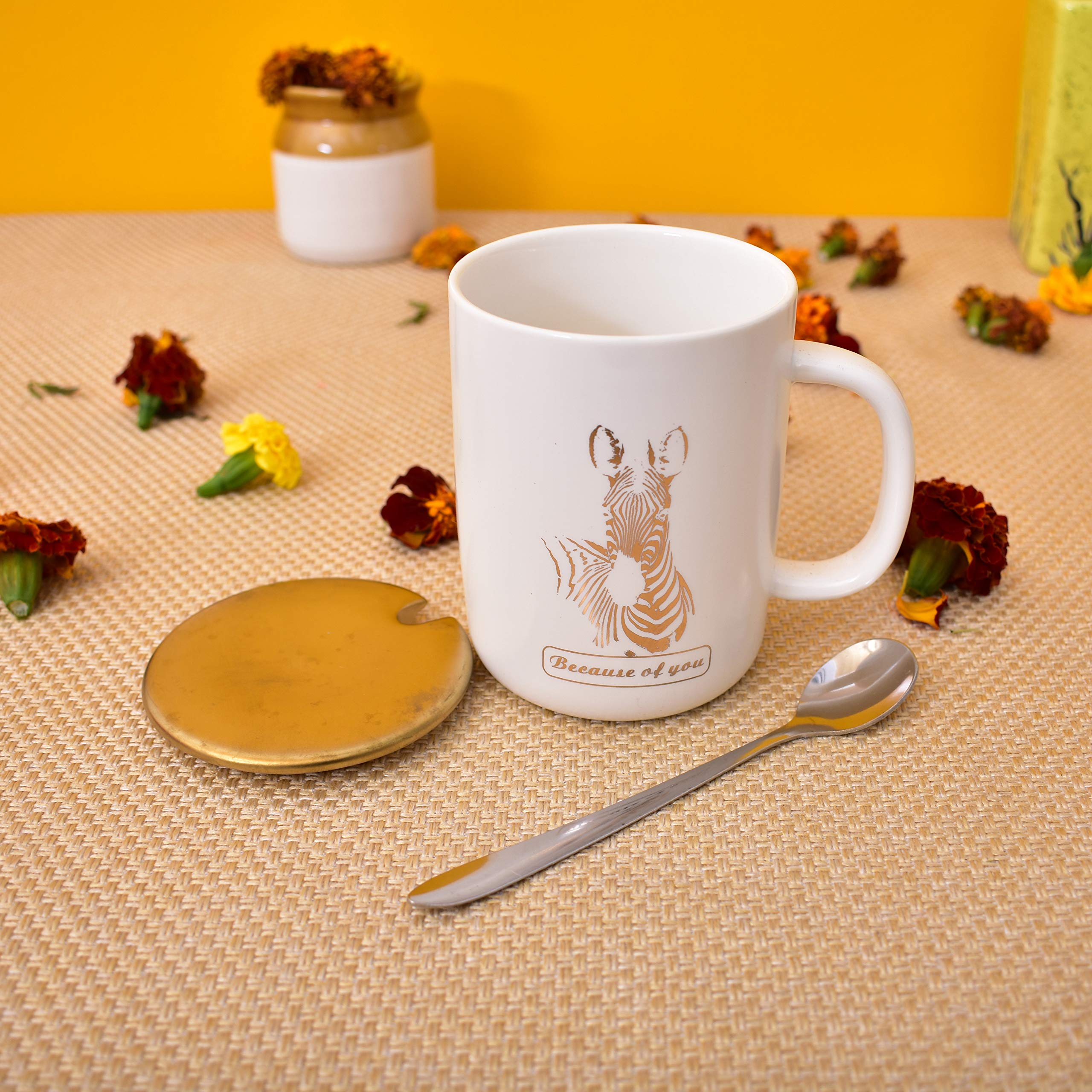 Kunhar Ceramic Coffee Mug, Milk Mug with Spoon - 350 ML - Image 4