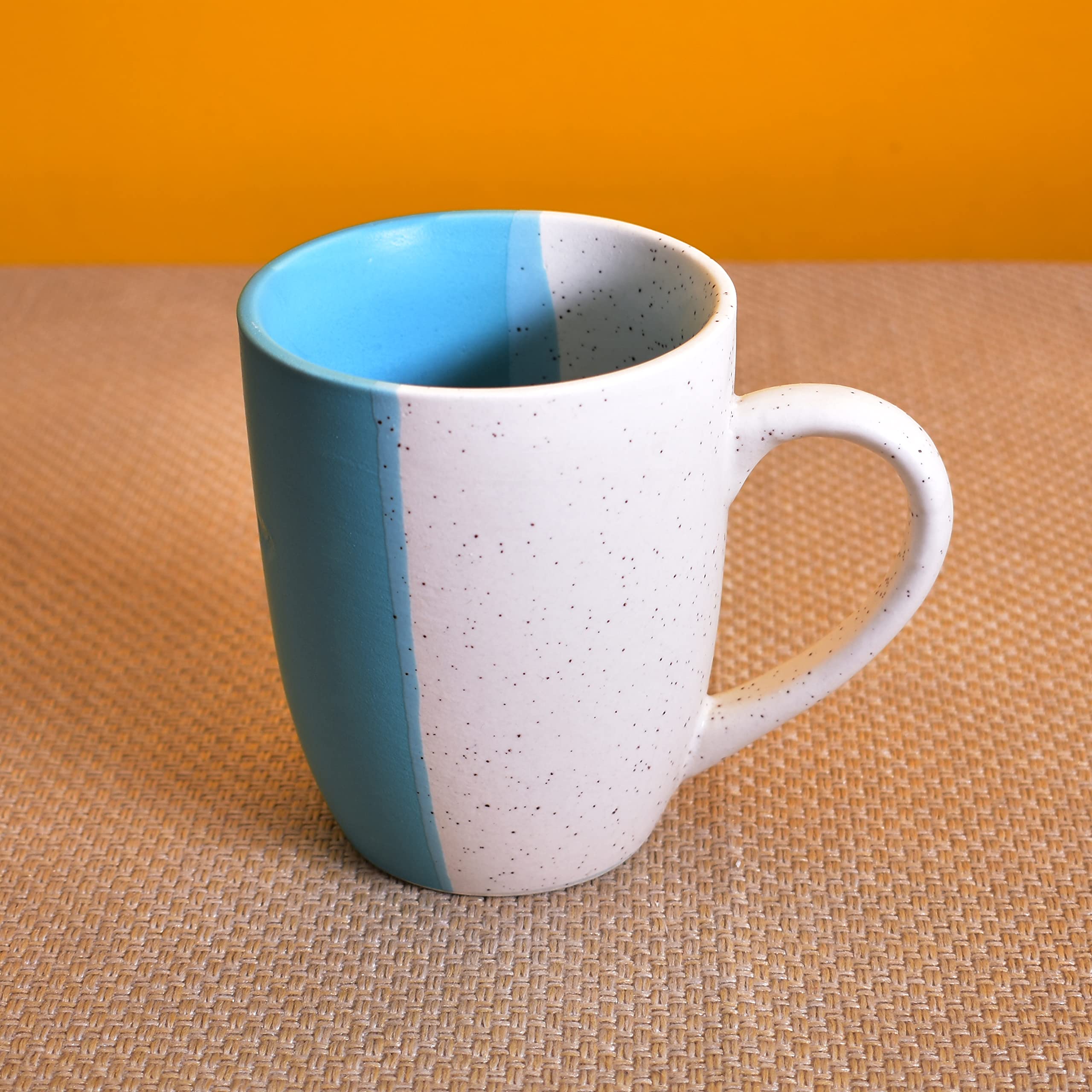 Kunhar Ceramic Milk Mug, Coffee Mug - 2 Pieces, White Dusty Blue, 350 ml - Image 3
