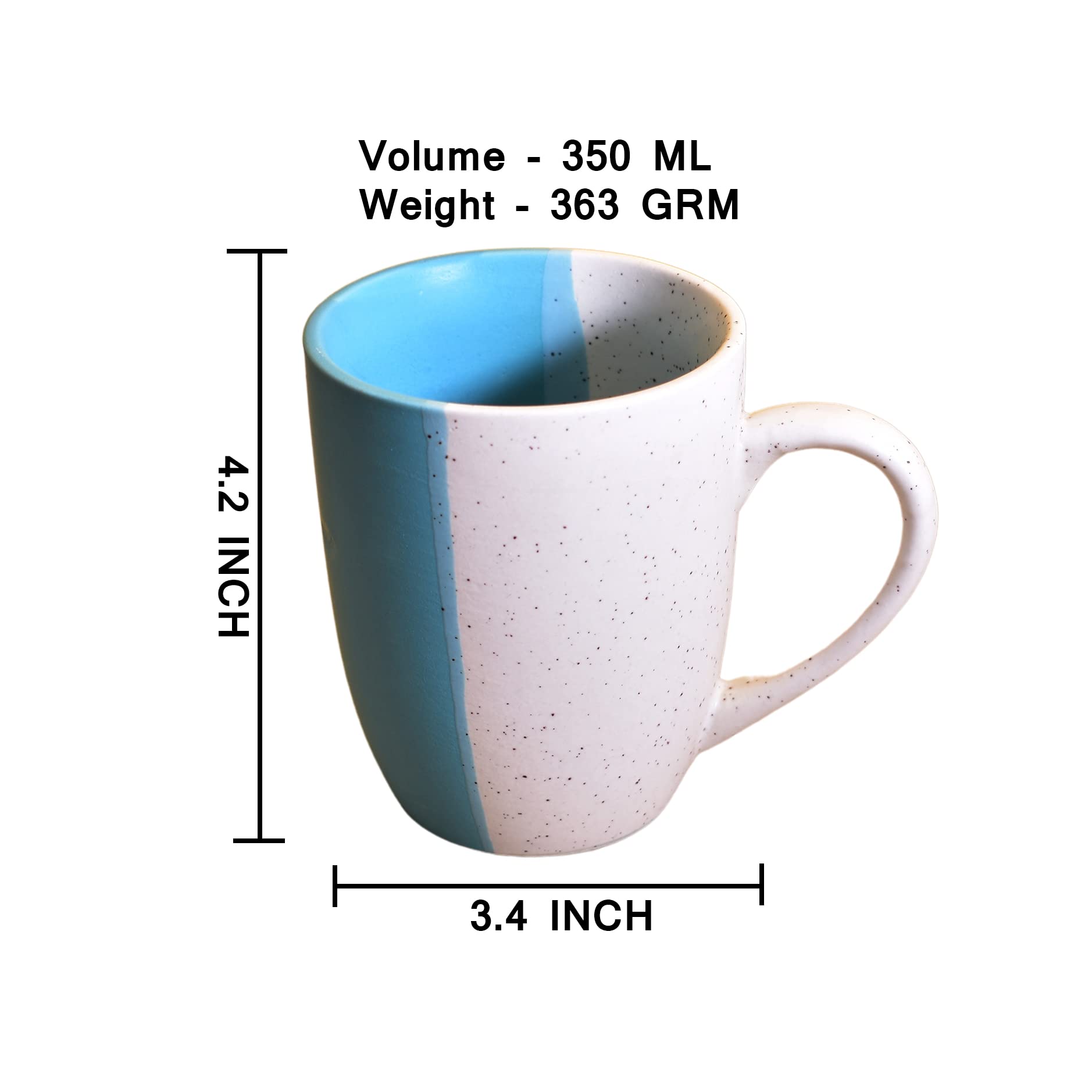 Kunhar Ceramic Milk Mug, Coffee Mug - 1 Piece, White Dusty Blue, 350 ml - Image 2