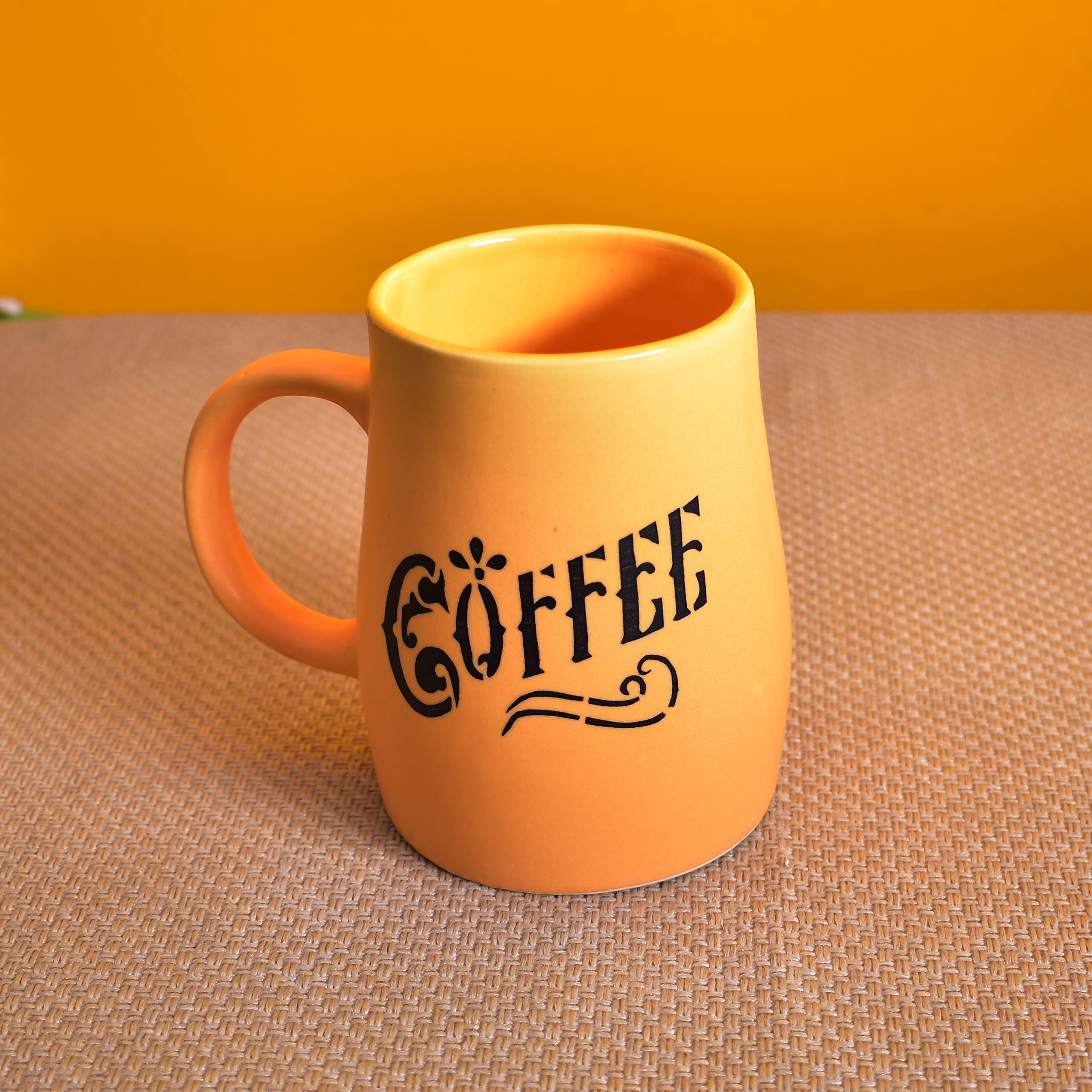 Kunhar Ceramic Milk Mug, Coffee Mug - 4 Pieces, Yellow, 400 ml - Image 3