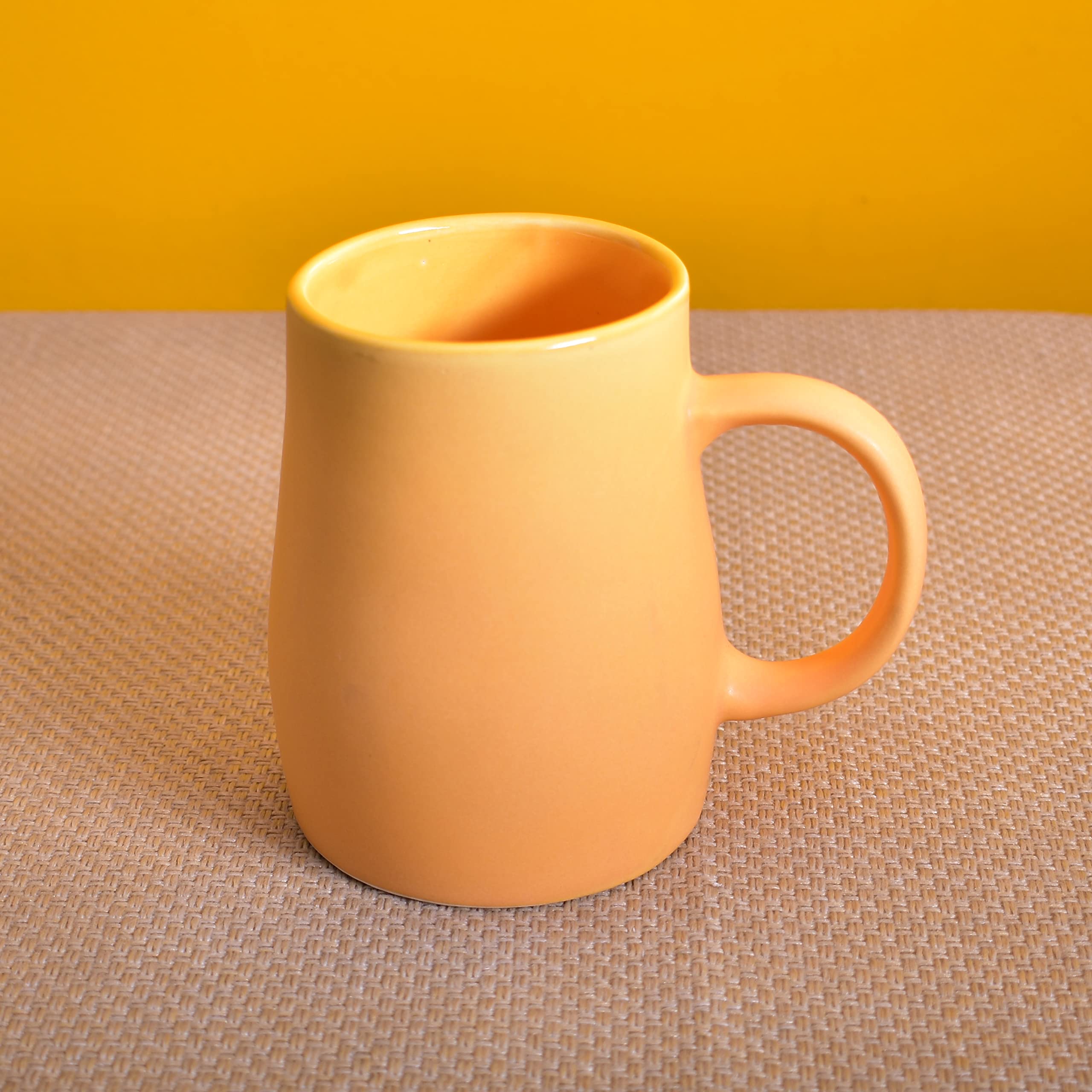 Kunhar Ceramic Milk Mug, Coffee Mug - 4 Pieces, Yellow, 400 ml - Image 4