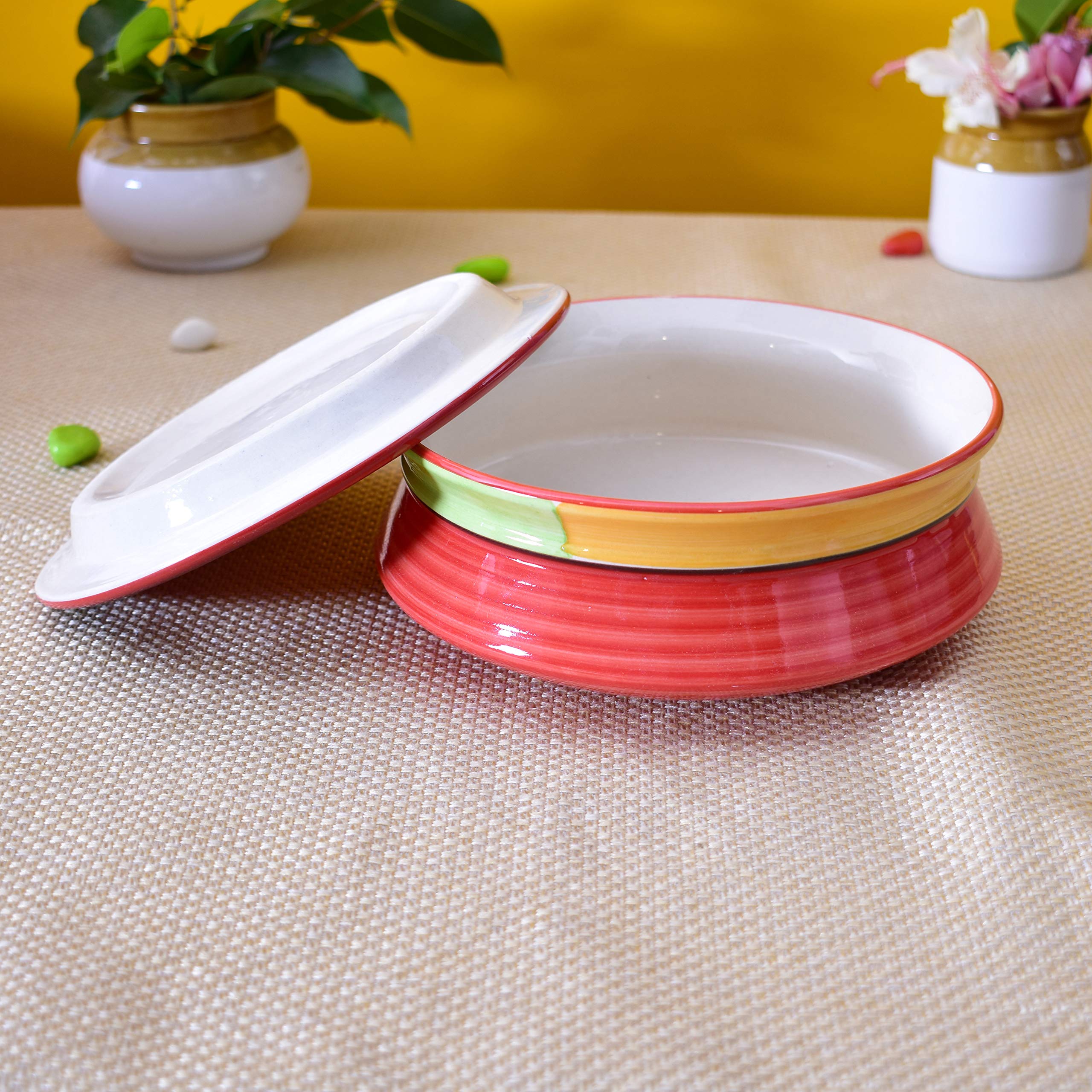 Kunhar Ceramic Donga with Lid, Ceramic Serving Donga, 800 Ml,1 Piece,Red (Size 2 Number) — product view 4