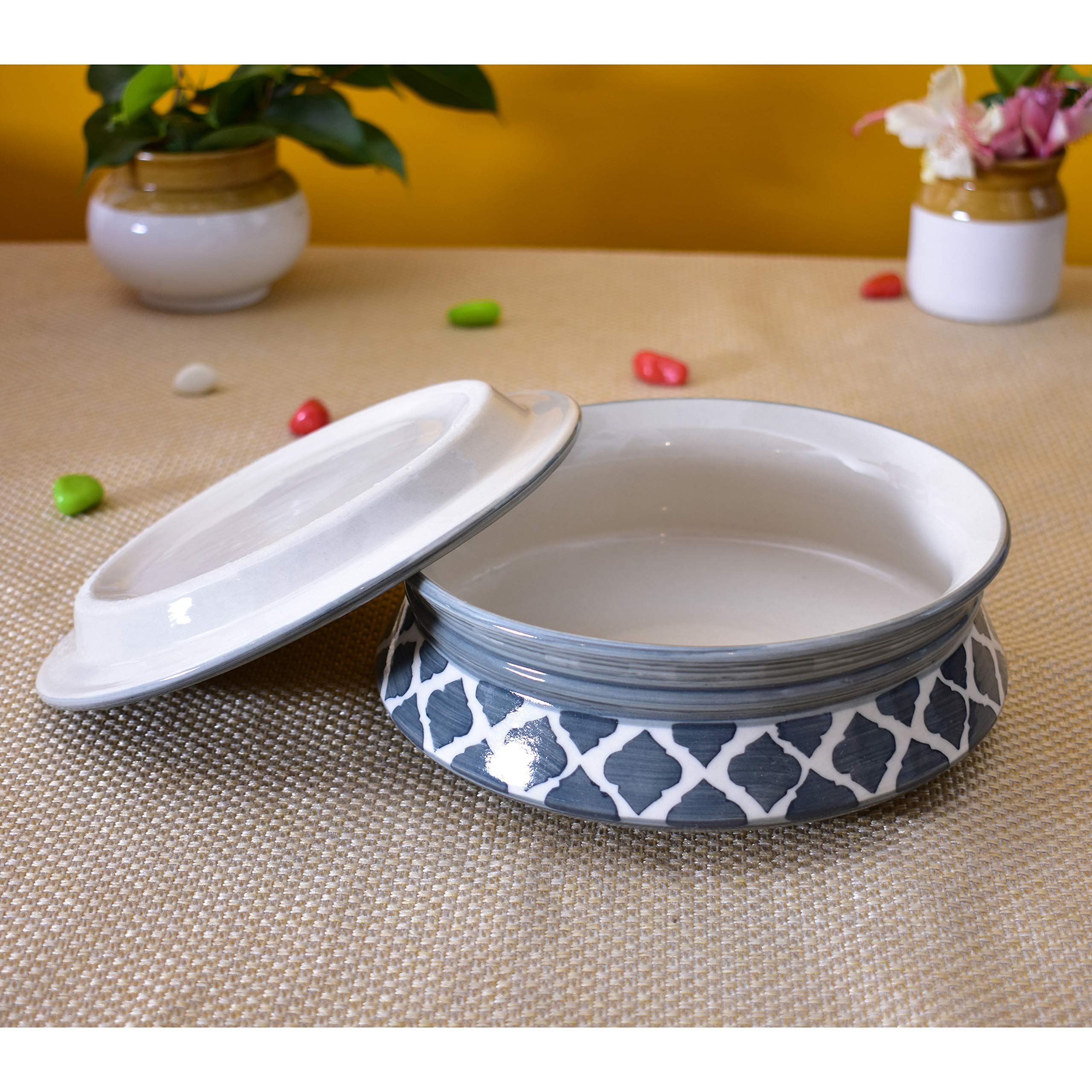 Kunhar Ceramic Serving Donga with Lid 800ML Grey – Durable Kitchen Serving Dish 1 Piece Size 2 — product view 4