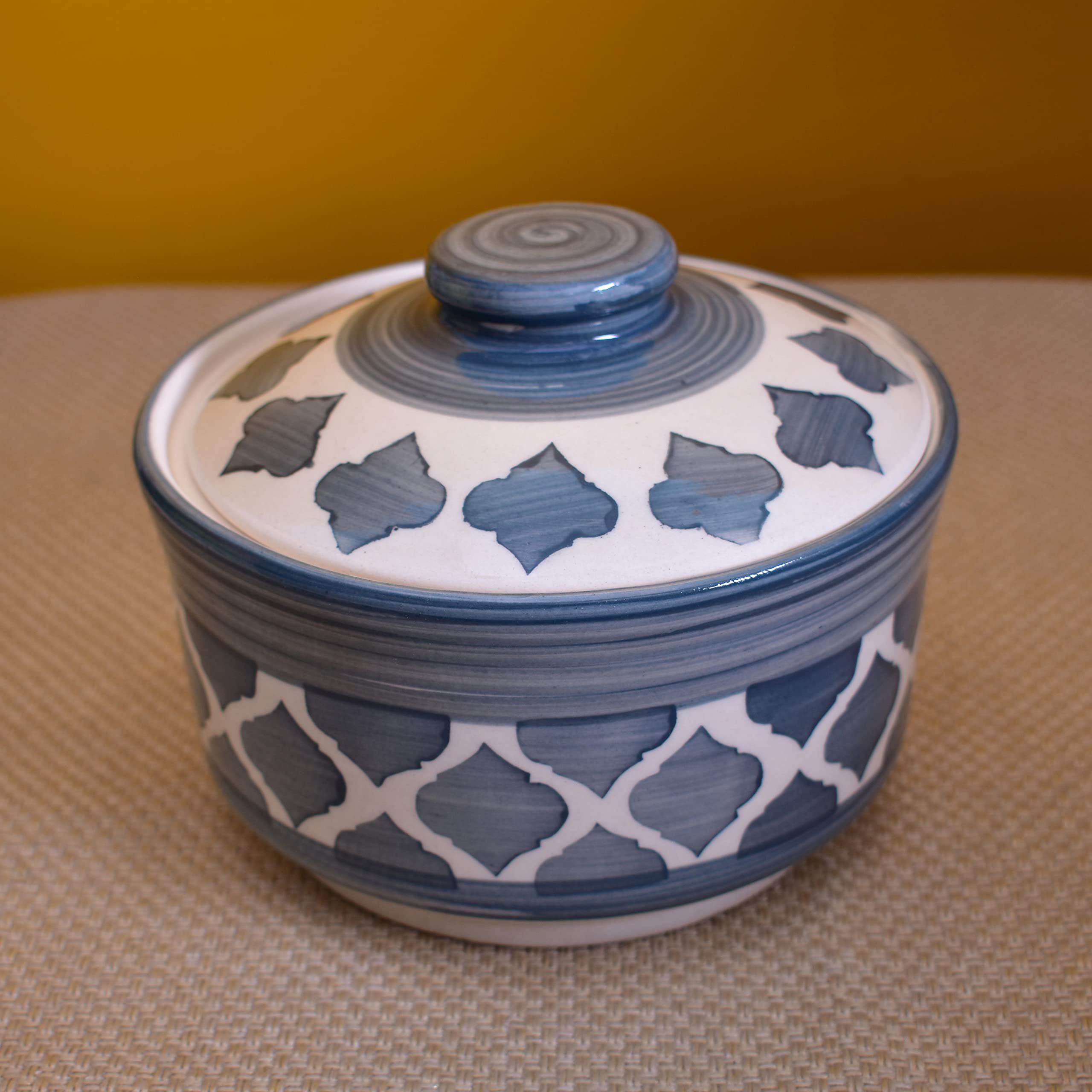 Kunhar Ceramic Donga Lid Ceramic Serving Donga 1000 ML 1 Piece Grey Kitchen Serving Bowl Durable Microwave Safe Dishwasher Safe - Image 3