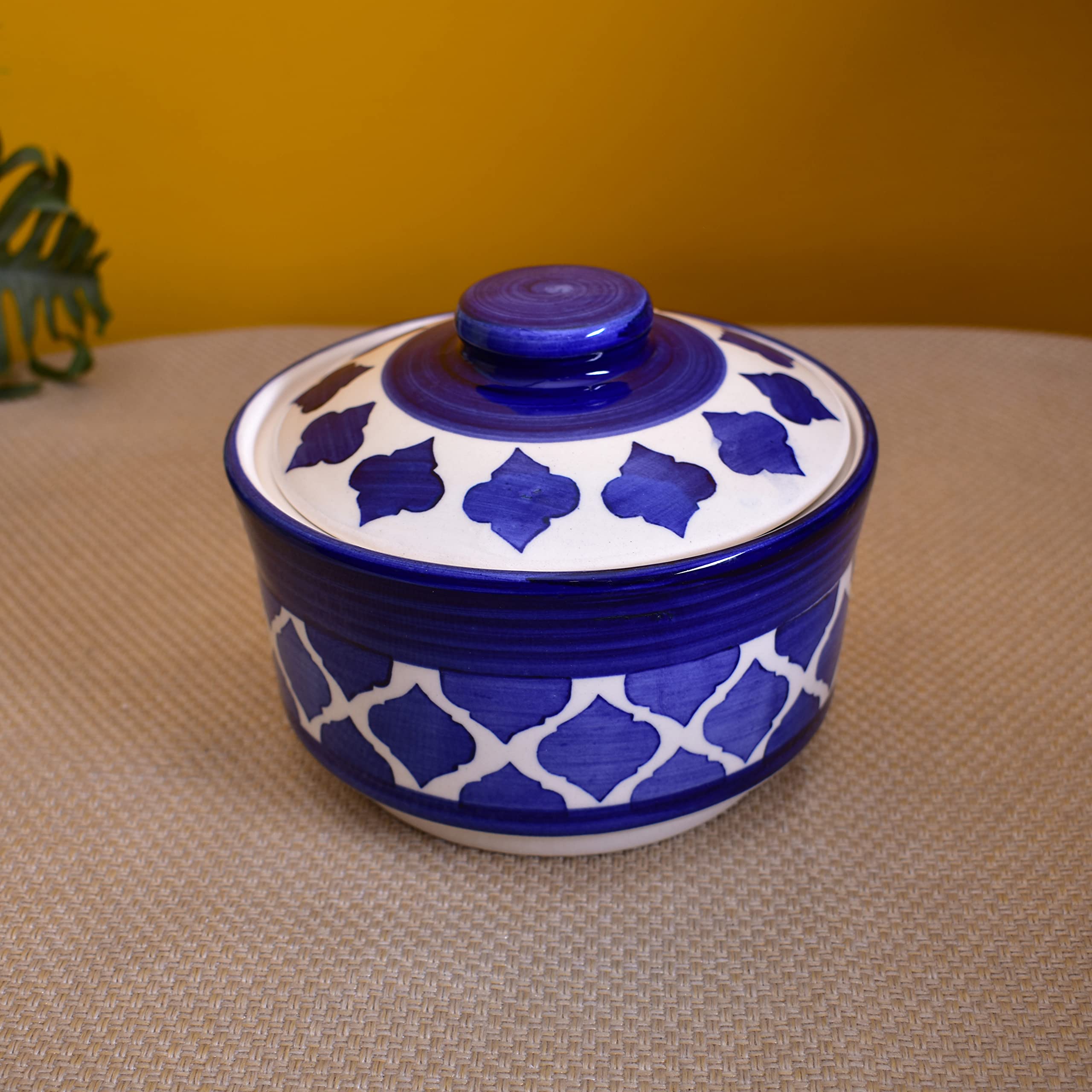 Kunhar Ceramic Donga With Lid, Ceramic Serving Donga, 1000 Ml, 1 Piece, Blue Chidi - Image 3