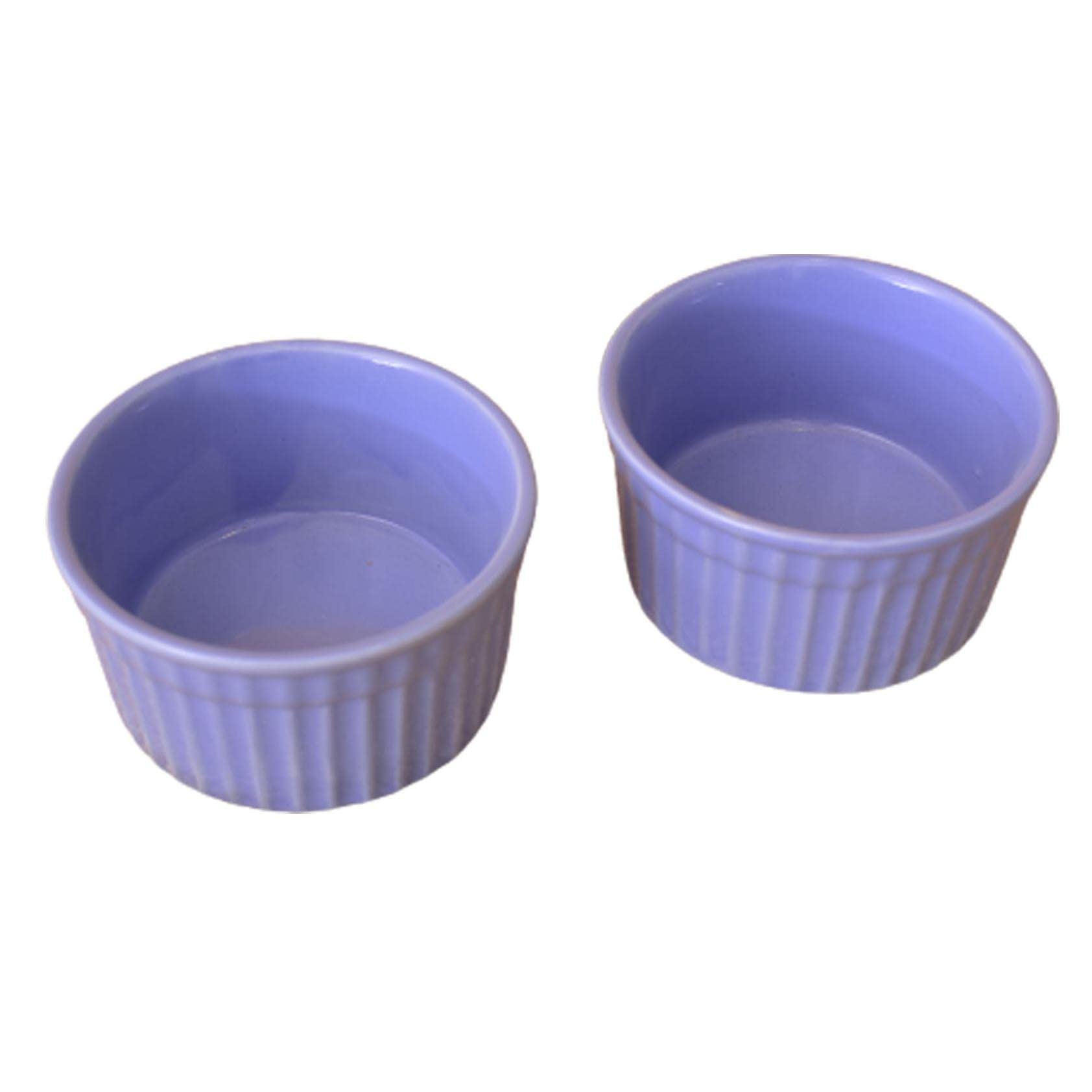 KunhaR Ceramic Ramekin Bowls - 200 ML, 2 Pieces, Lavender Blue