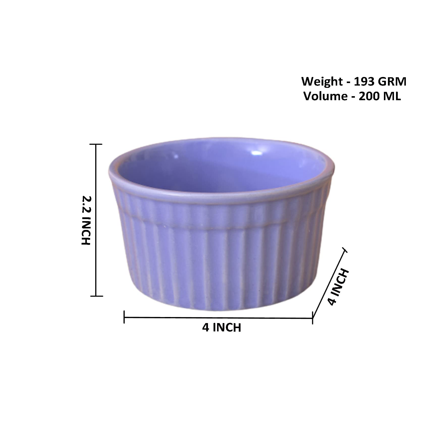 KunhaR Ceramic Ramekin Bowls - 200 ML, 2 Pieces, Lavender Blue - Image 2