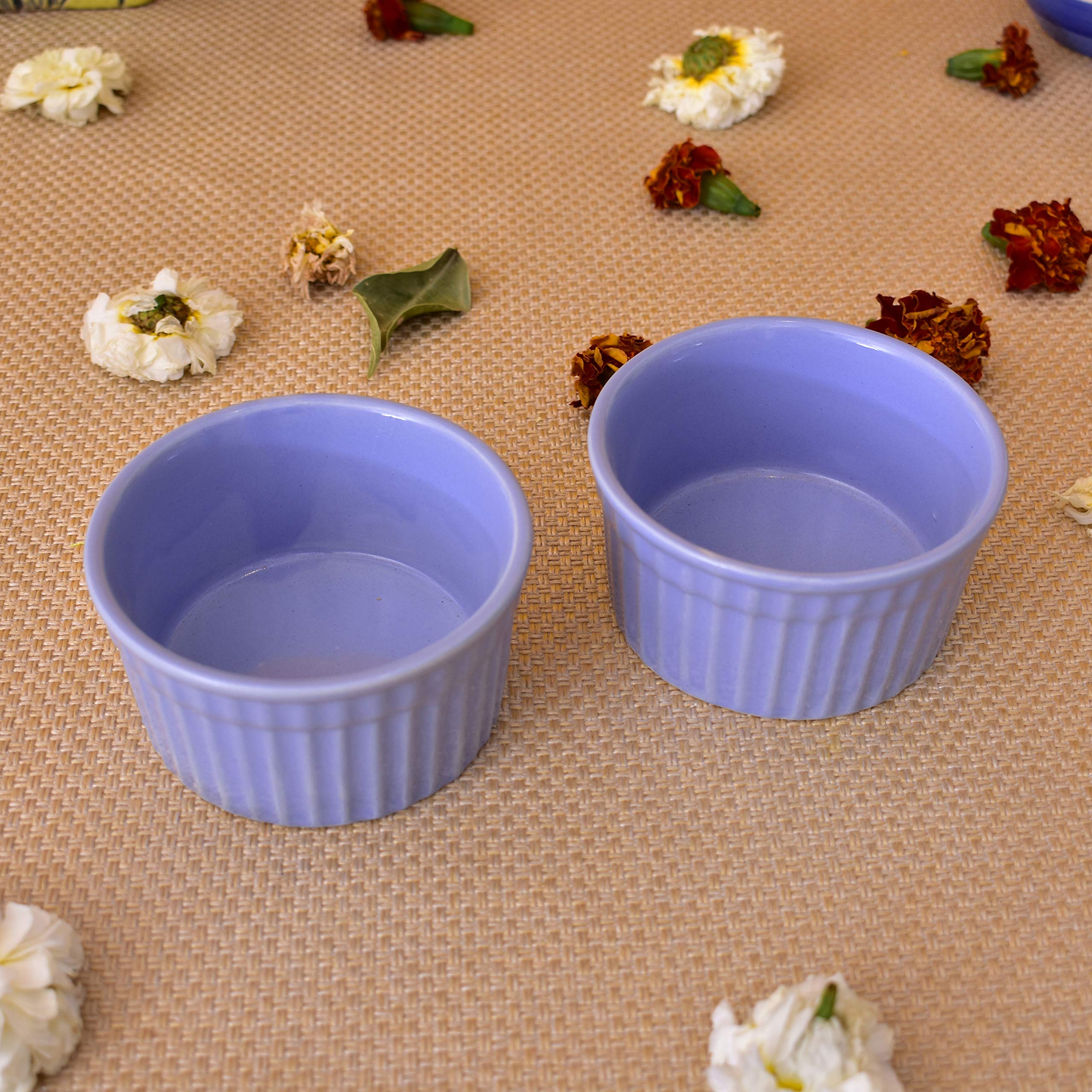 KunhaR Ceramic Ramekin Bowls - 200 ML, 2 Pieces, Lavender Blue - Image 3