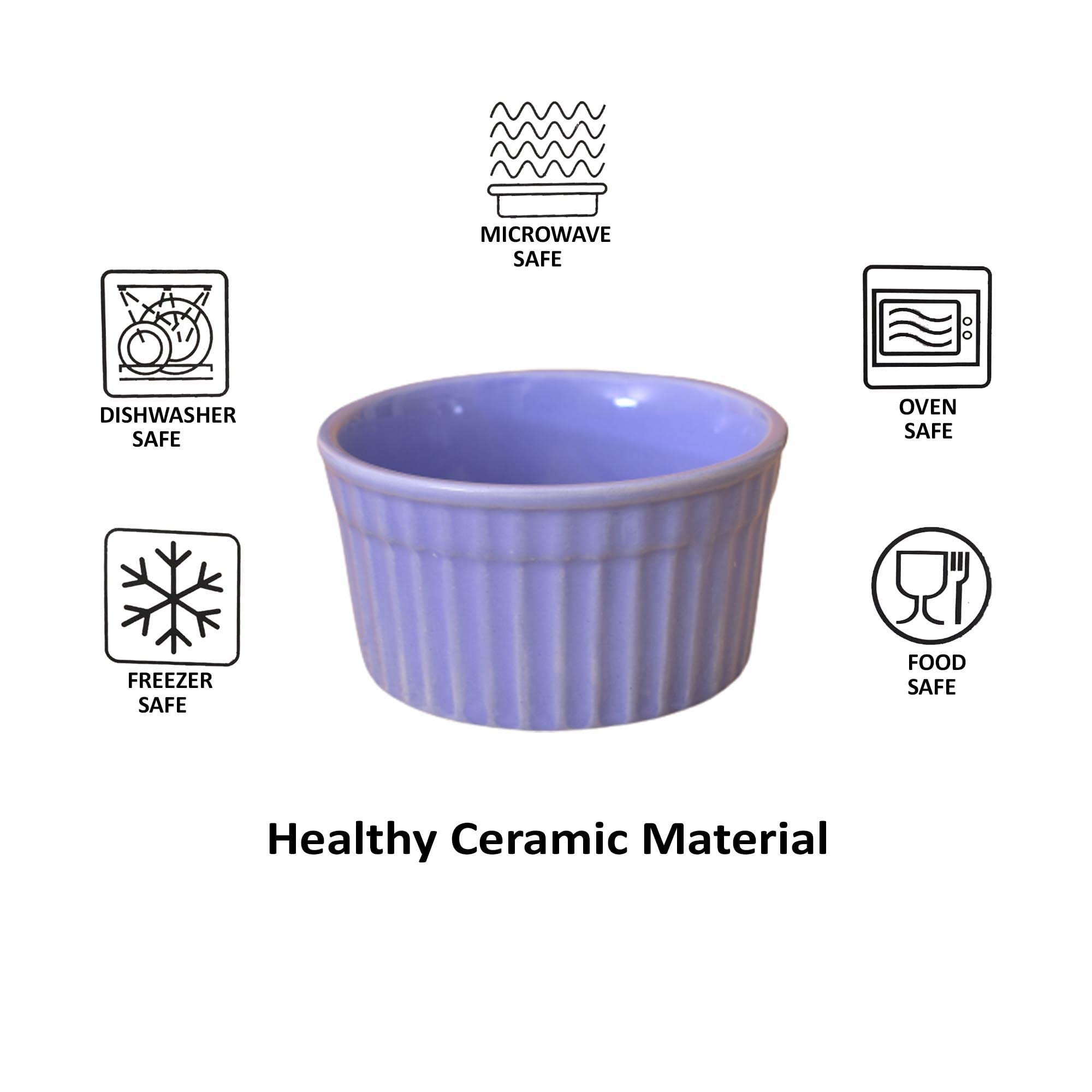 KunhaR Ceramic Ramekin Bowls - 200 ML, 2 Pieces, Lavender Blue - Image 5