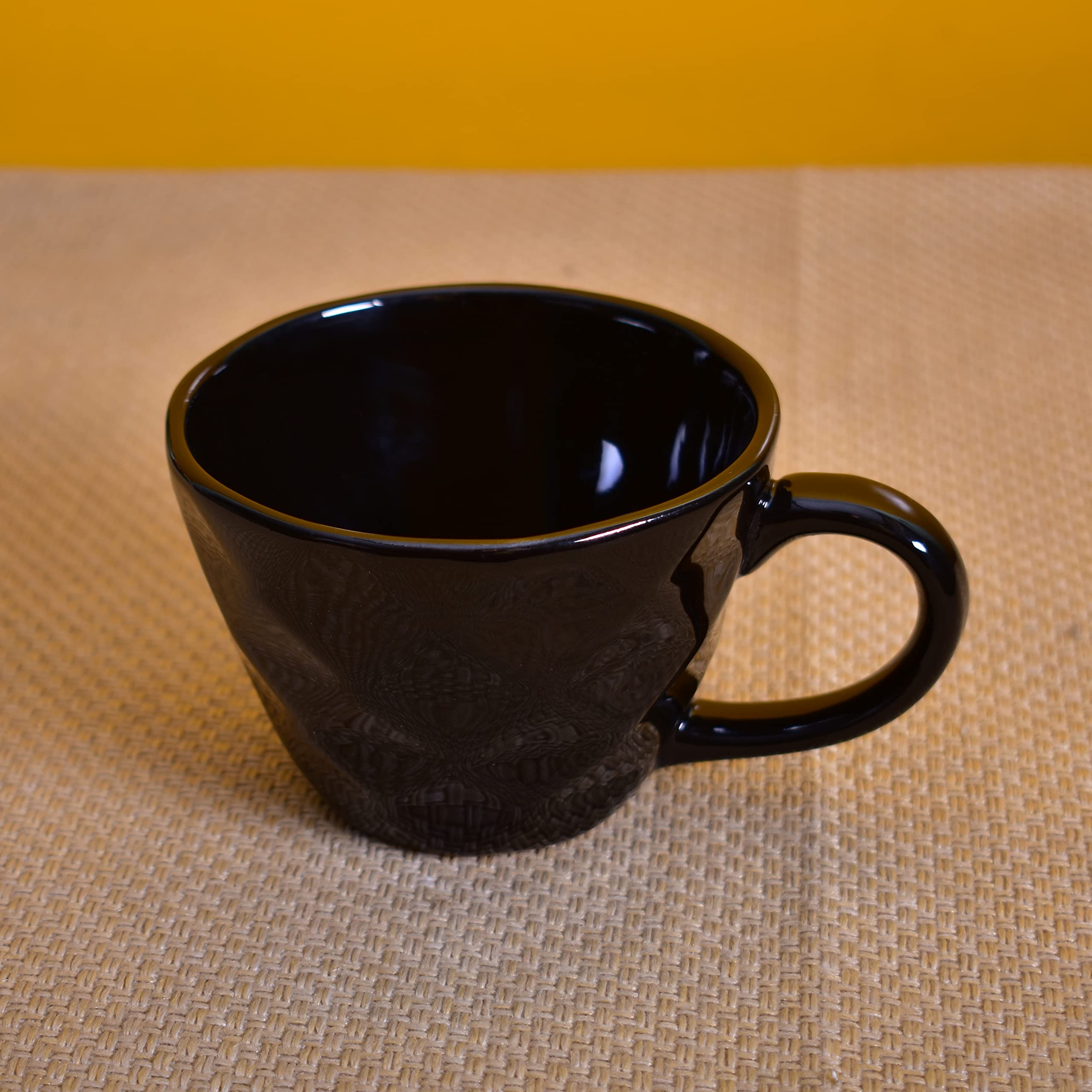 Kunhar Ceramic Diamond Shape Milk Mug, Coffee Mug, Soup Mug - 2 Pieces, Black, 250ml - Image 3