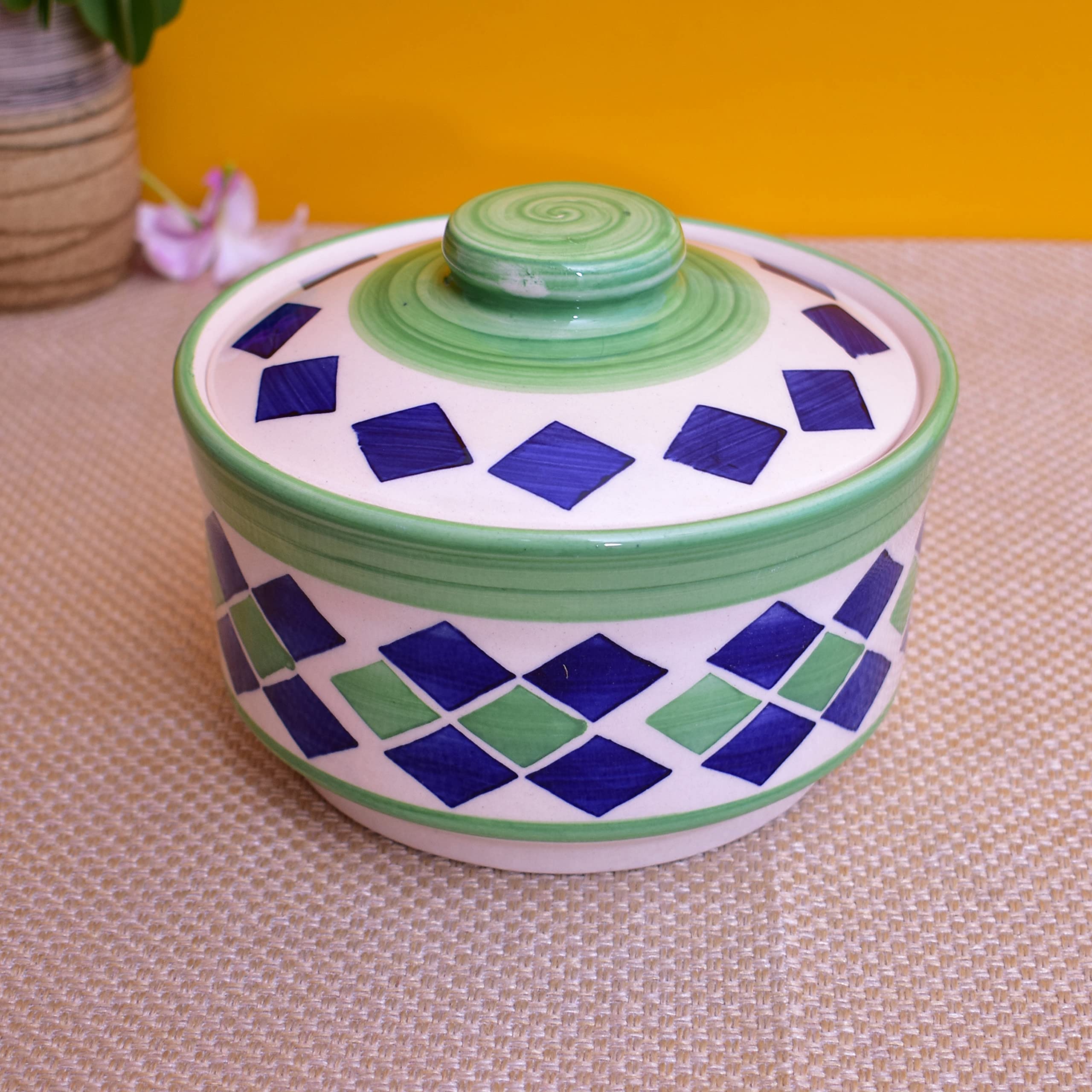 Kunhar Ceramic Donga, Ceramic Serving Donga, 1000 Ml, 500 Ml and 250 Ml, 3 Pieces, Green Blue - Image 4