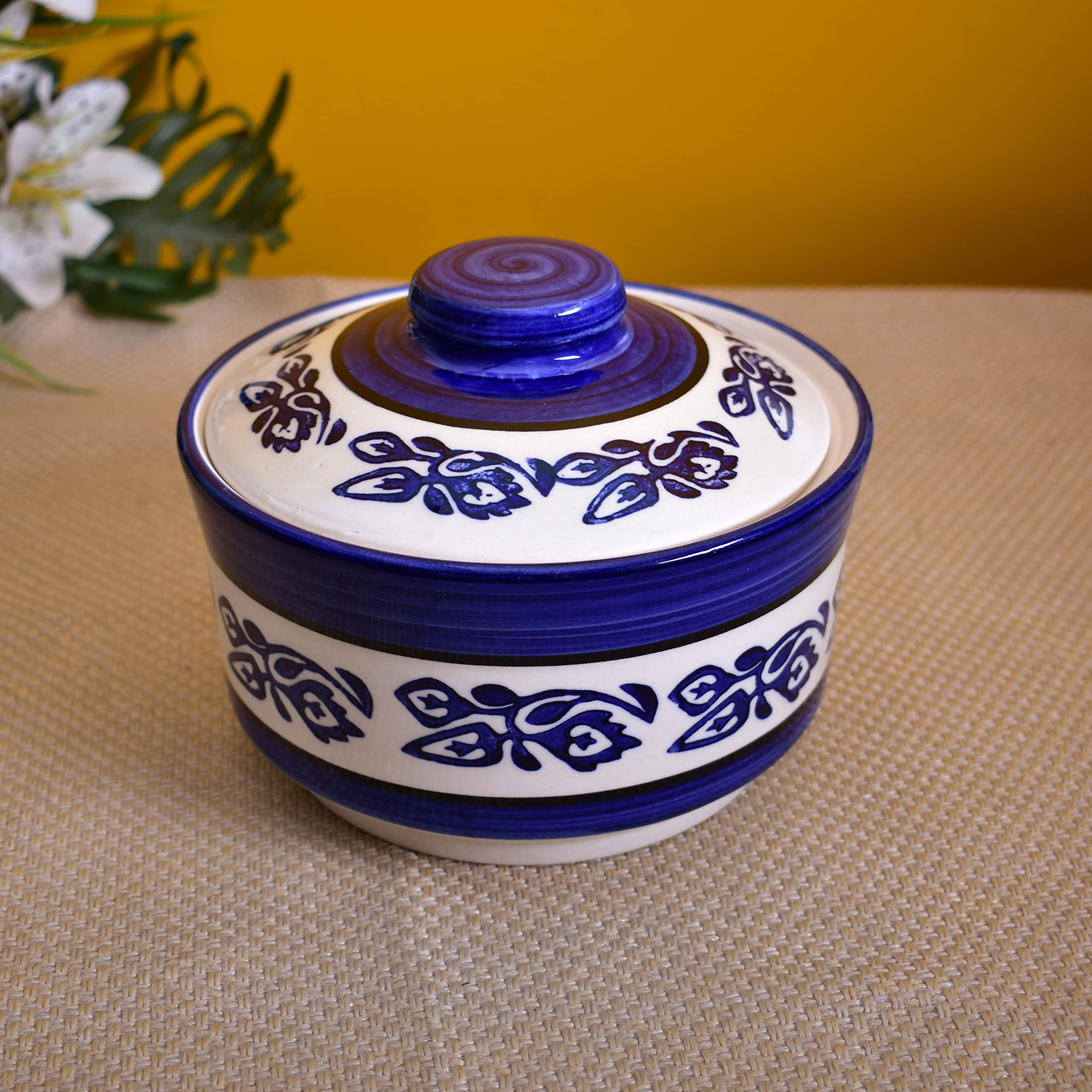 Kunhar Ceramic Donga, Ceramic Serving Donga, 1000 Ml, 500 Ml and 250 Ml, 3 Pieces, Blue Vine - Image 5