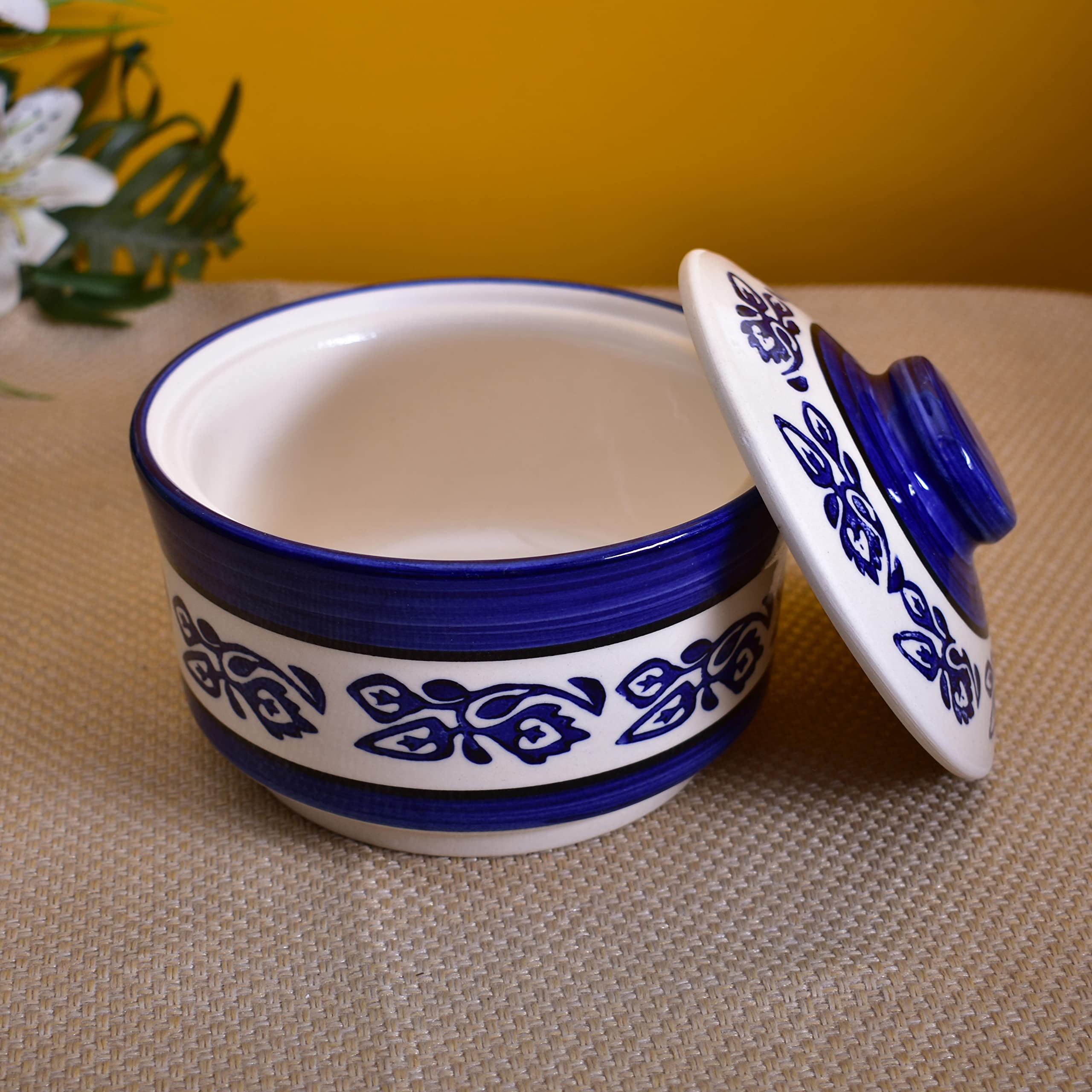 Kunhar Ceramic Donga, Ceramic Serving Donga, 1000 Ml, 500 Ml and 250 Ml, 3 Pieces, Blue Vine - Image 6