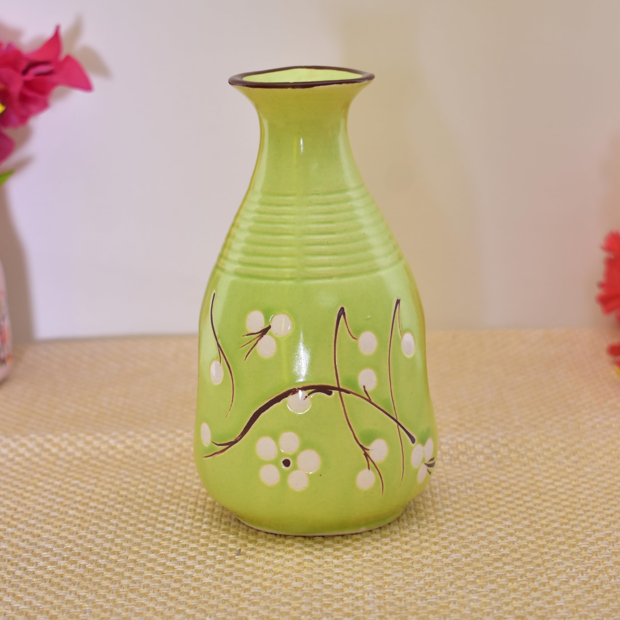 KunhaR Handmade Ceramic Tequila & Whiskey Decanter Set (300 Ml) with 6 Shot Glasses, Green - Image 4