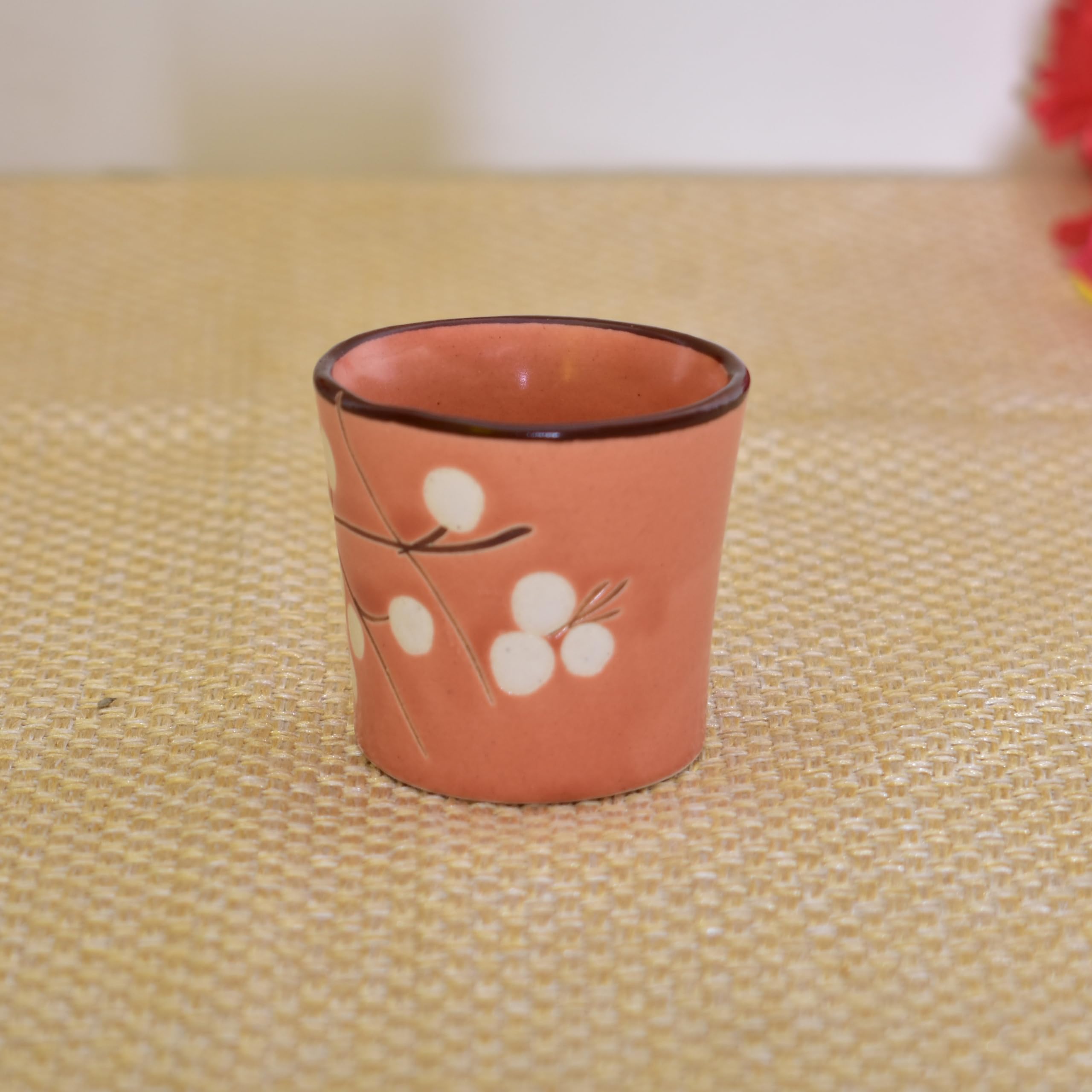 KunhaR Handmade Ceramic Tequila & Whiskey Decanter Set (300 Ml) with 6 Shot Glasses, Peach - Image 4