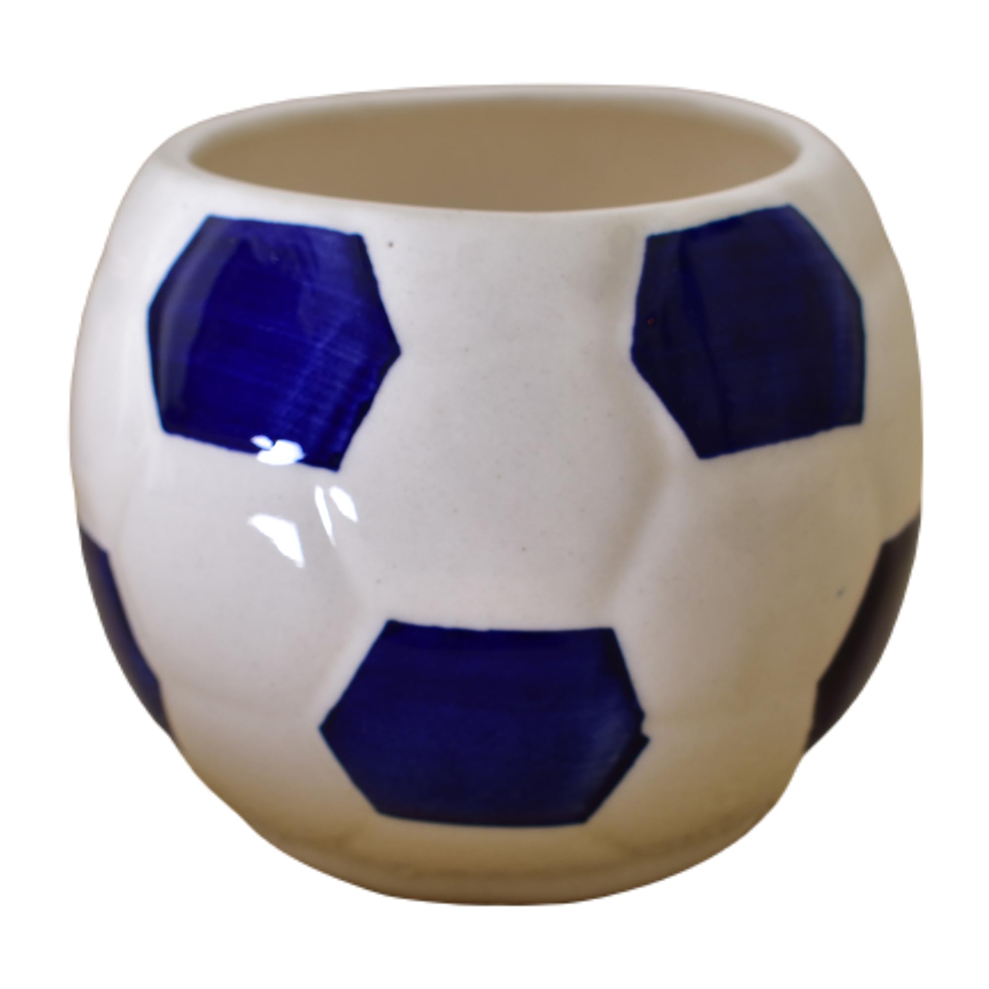 Kunhar Ceramic Football Planter, Football Shape Flower Pot, Without Plant, White Blue - Image 9